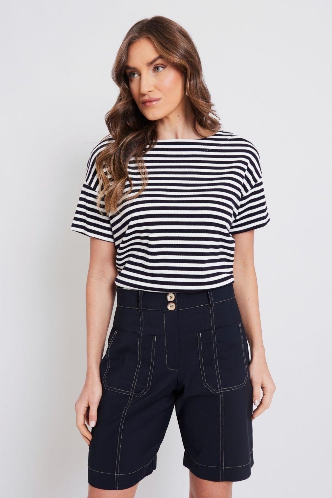 Blusa Rubinella Listrada Estruturada Marinho