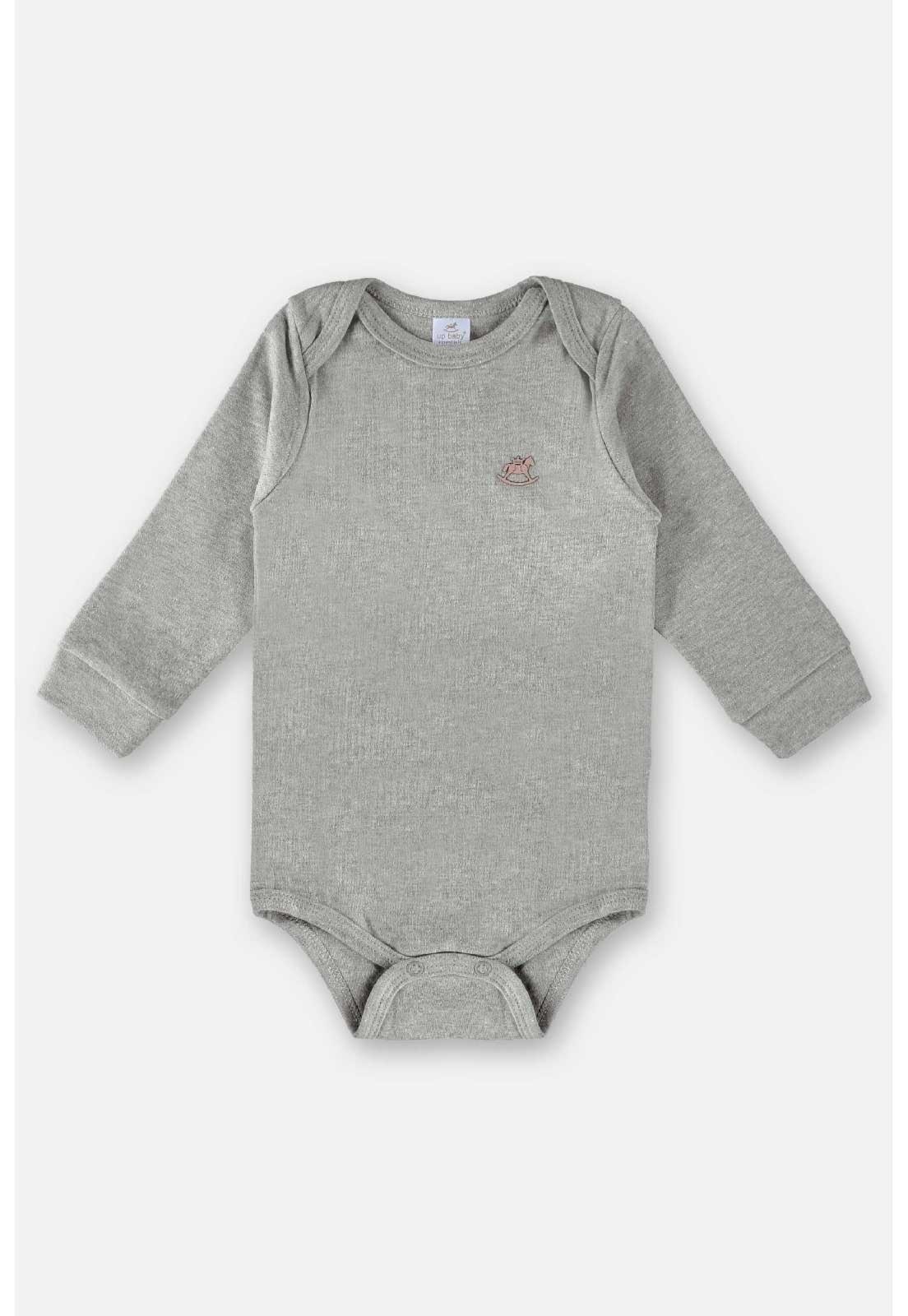Infantil - Body Manga Longa Para Unissex Up Baby Cinza