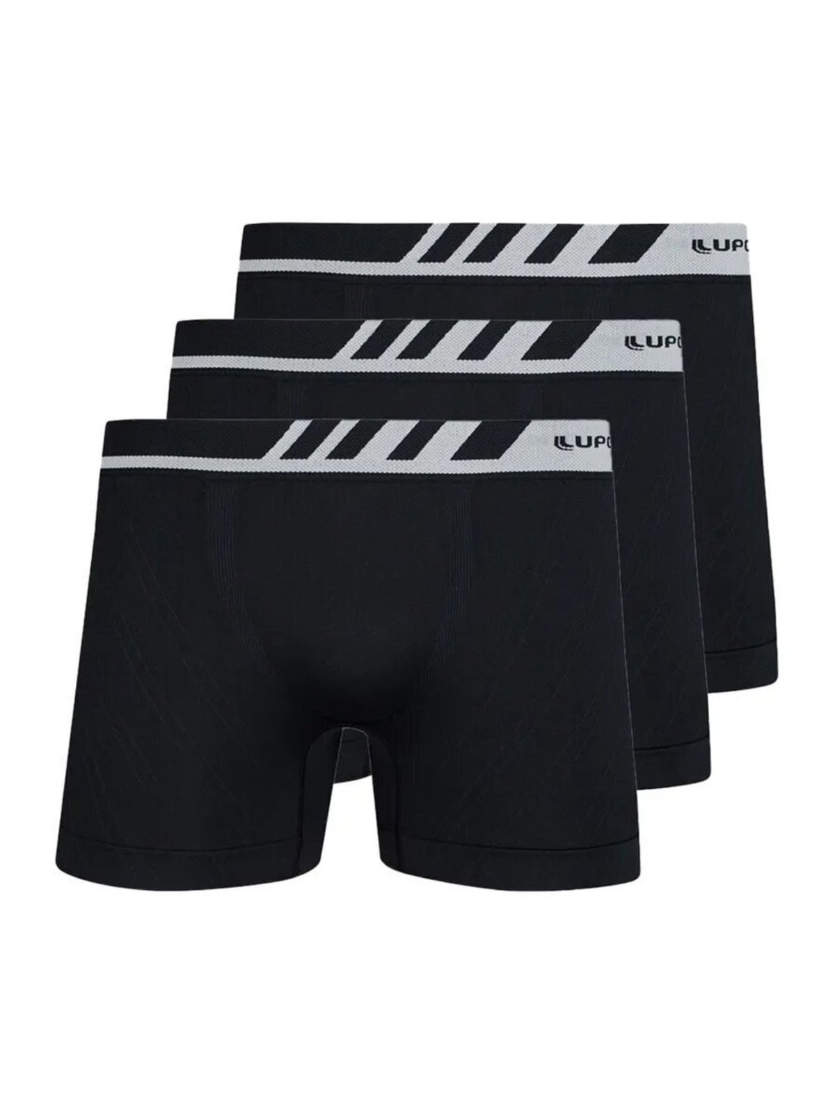 Kit com 3 Cuecas Boxer Lupo 671-002 Preto