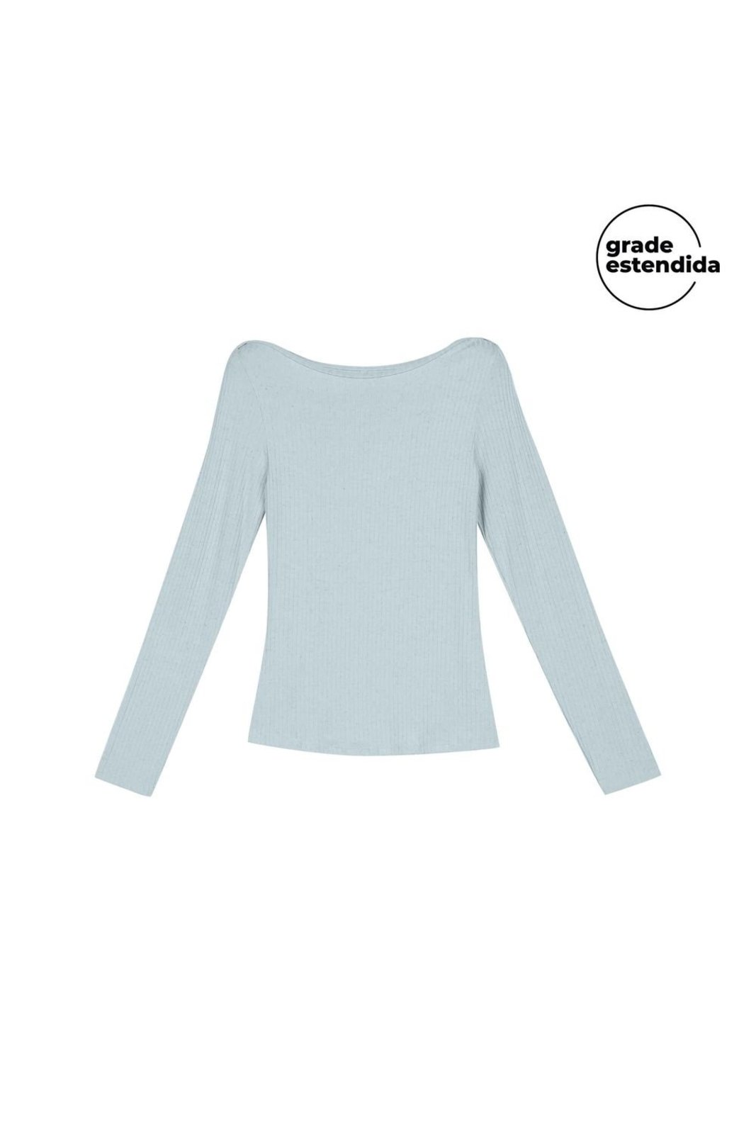 Blusa Feminina Comfy Manga Longa Canelada Marialícia Azul