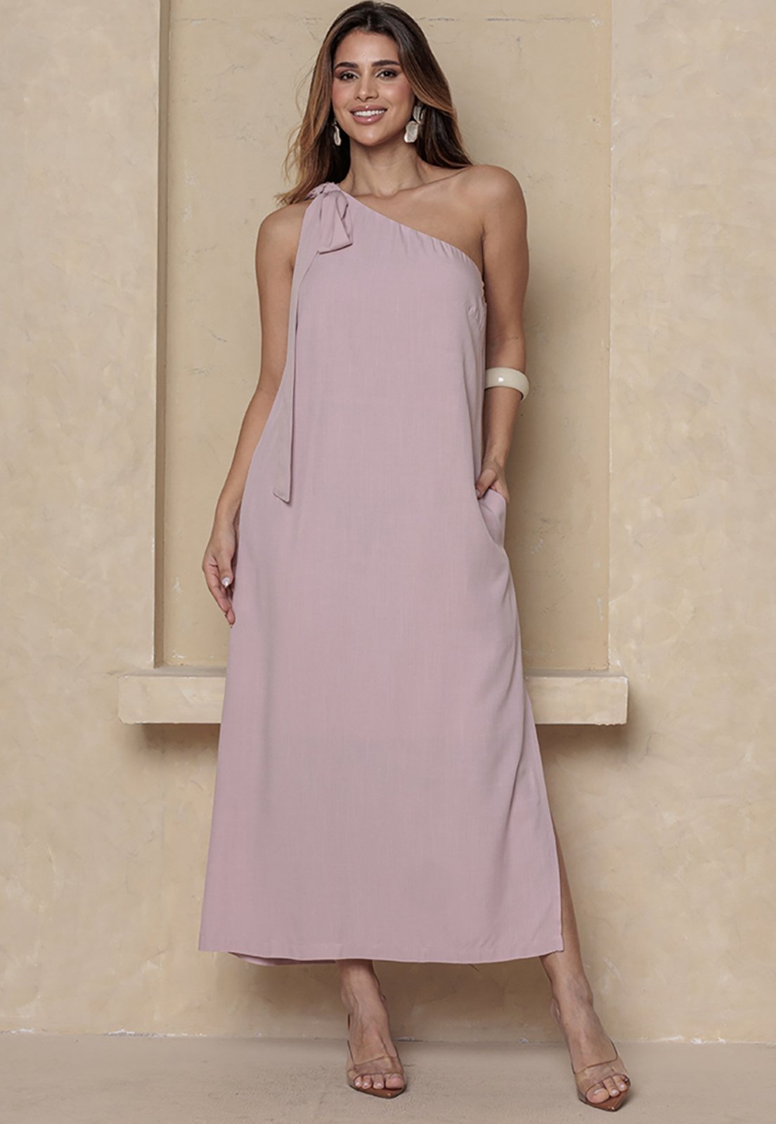 Vestido Midi Ombro Só BBonnie Leticia Nude