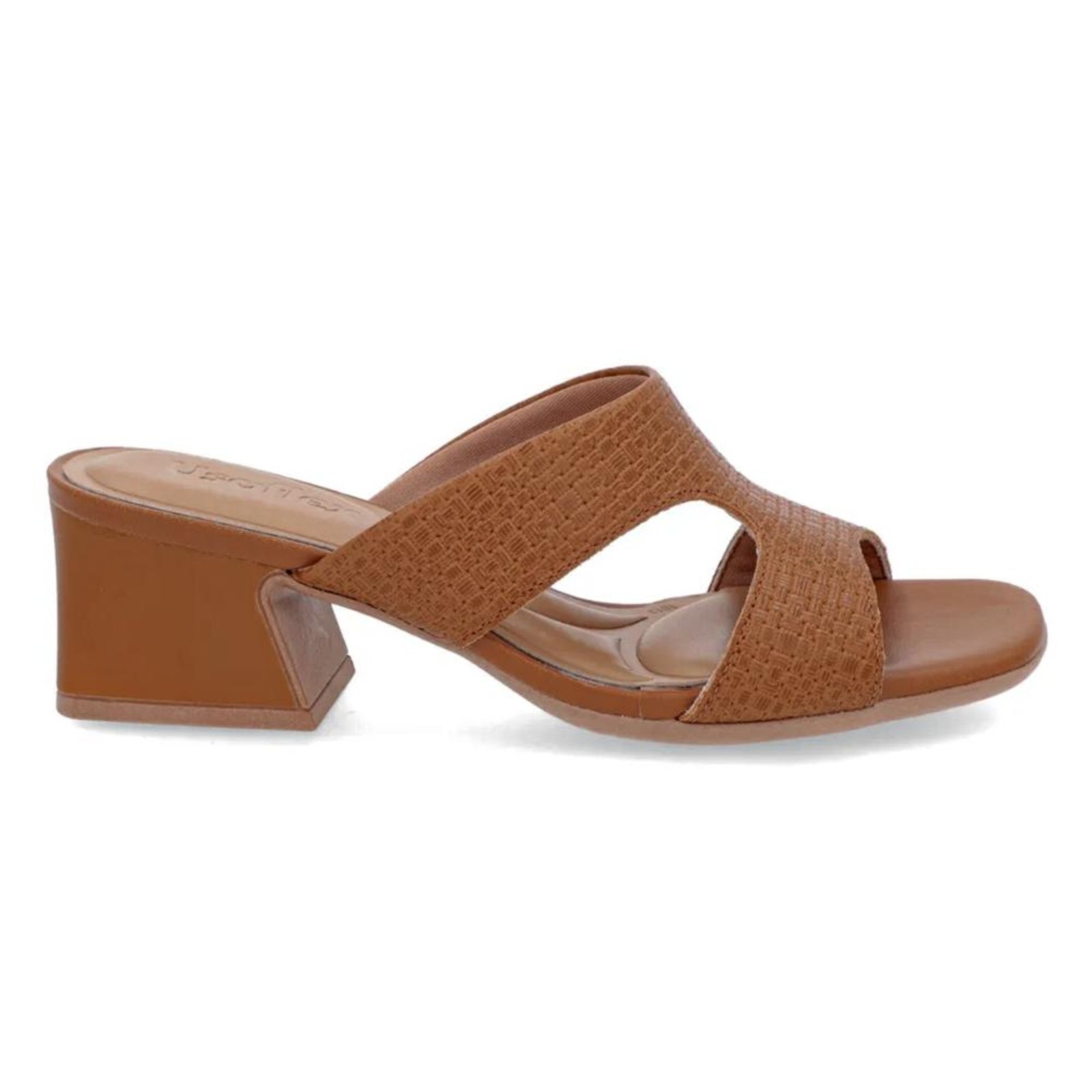 Tamanco Usaflex Feminino Salto Geométrico Couro Casual AM22001 Caramelo