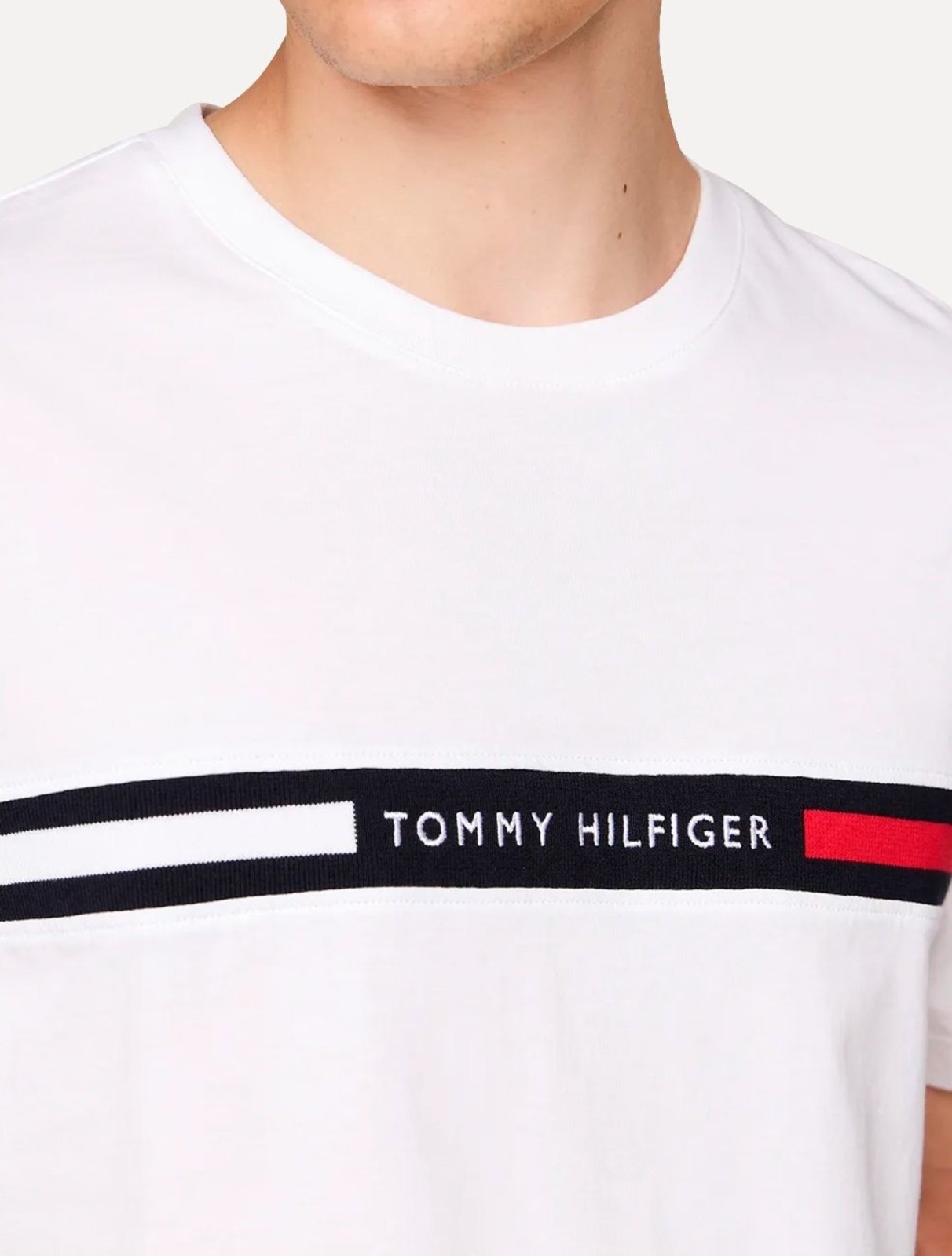 Vista 3 Camiseta Tommy Hilfiger Masculina Chest Insert Logo Branca branco Tommy Hilfiger branco
