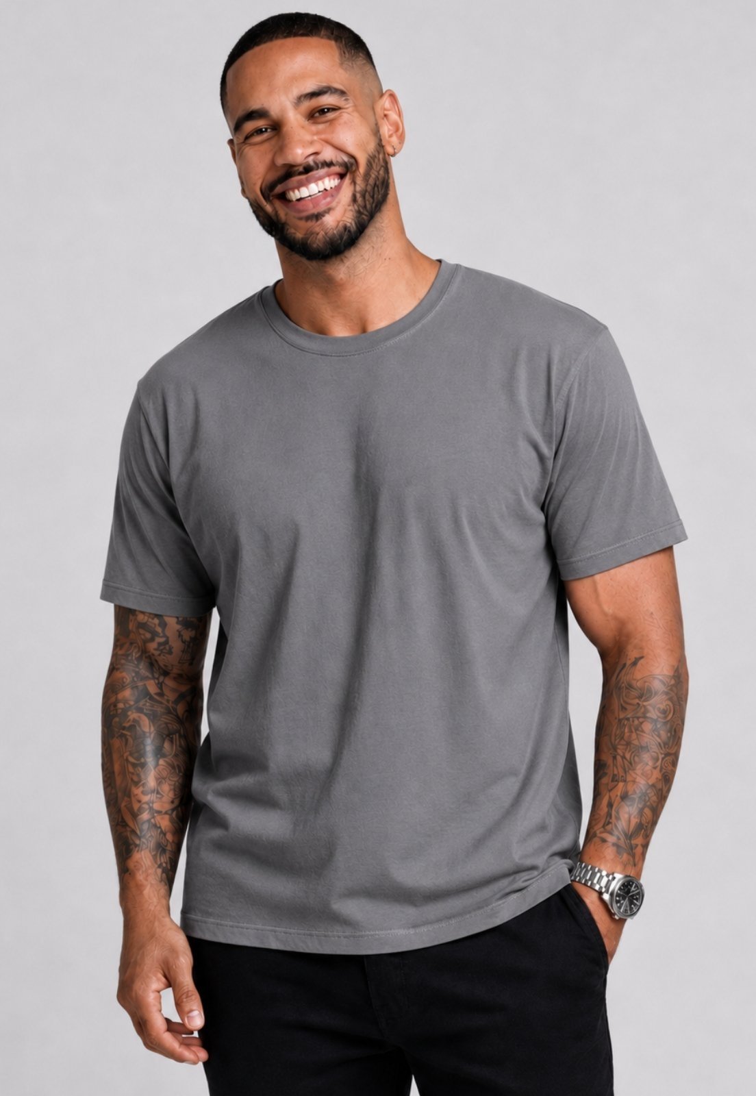 Camiseta Masculina Básica Lisa 100% Algodão Daze Modas Chumbo