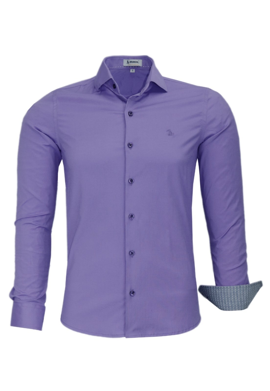 Camisa Social Slim Manga Longa Lisa Sem Bolso Amil 1766