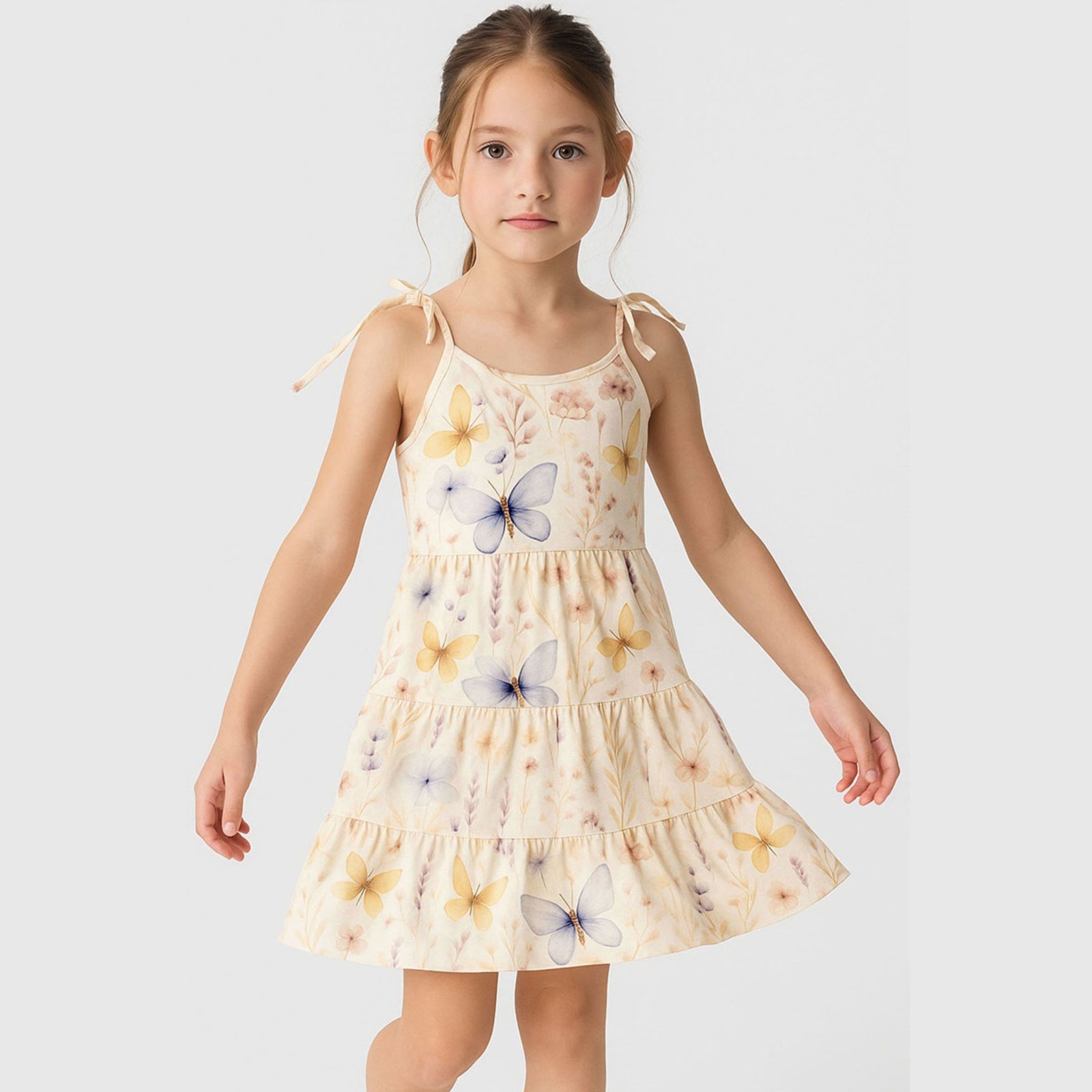 Vista 3 Infantil - Vestido Menina Bege Alemara off-white Alemara off-white