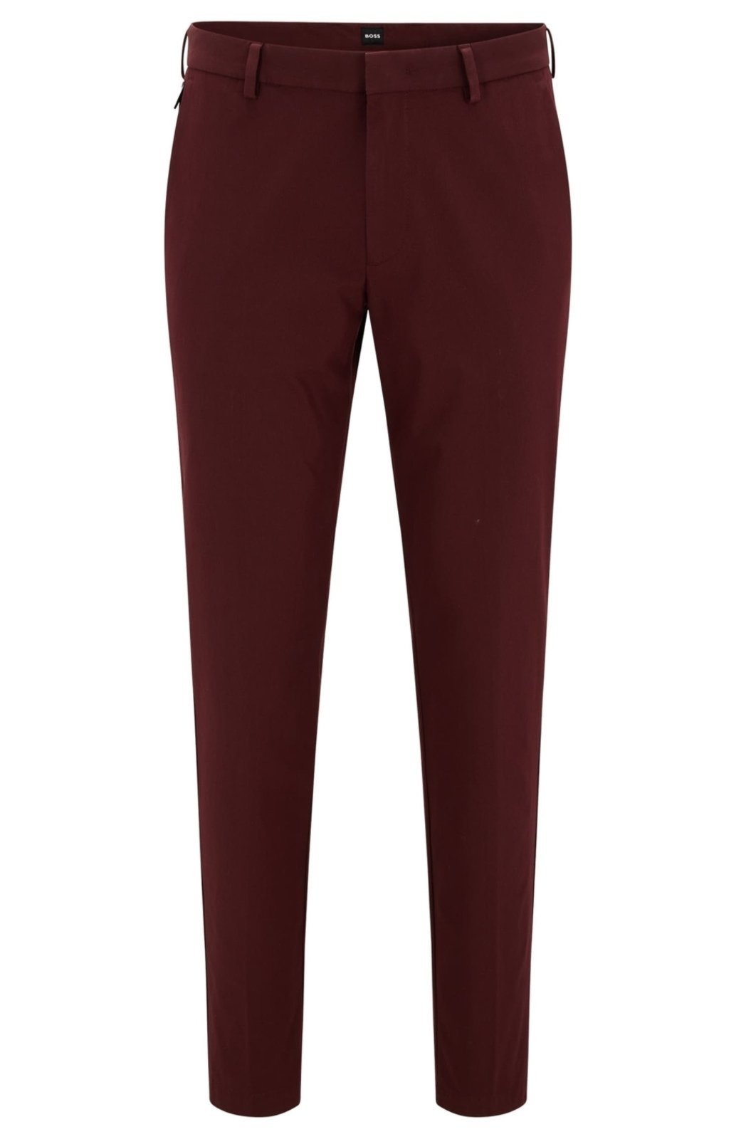 Calça Slim Fit Com Pregas Frontais Em Mistura De Algodão
