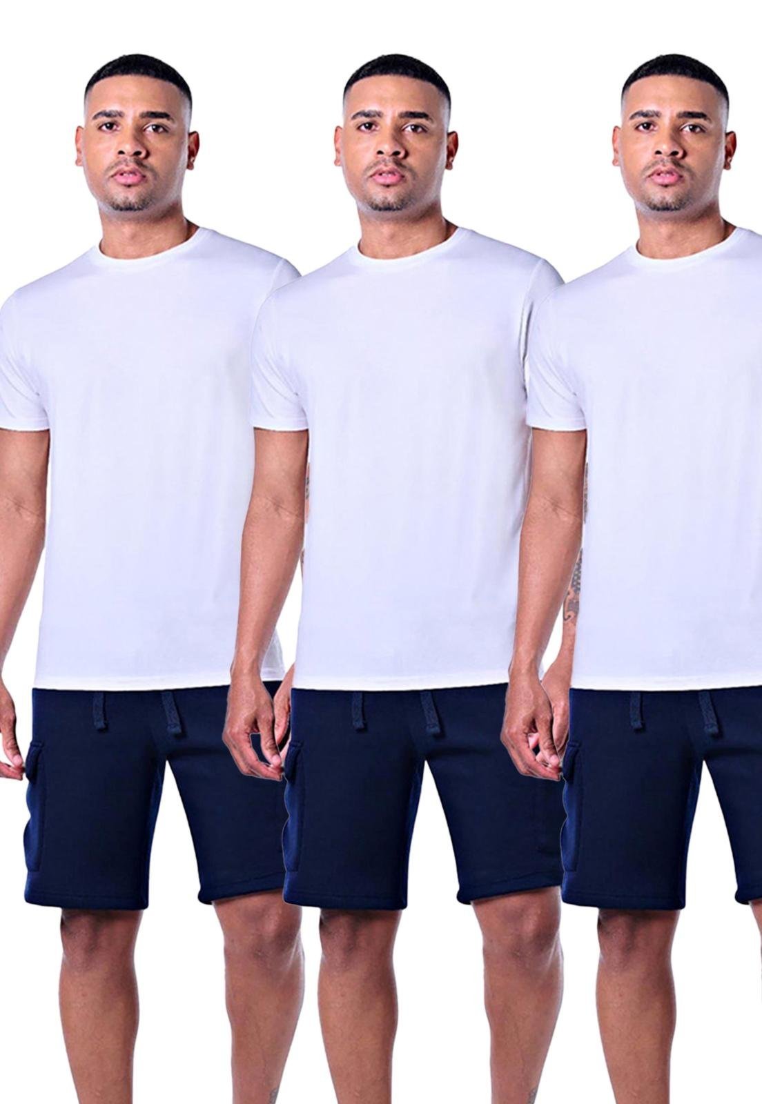 Kit 3 Camisetas Masculinas Básicas Branco