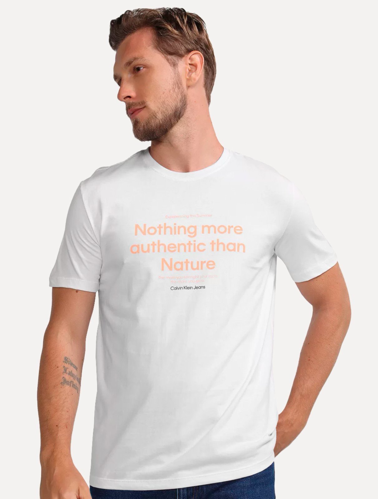 Camiseta Calvin Klein Jeans Masculina Authentic Nature Branca