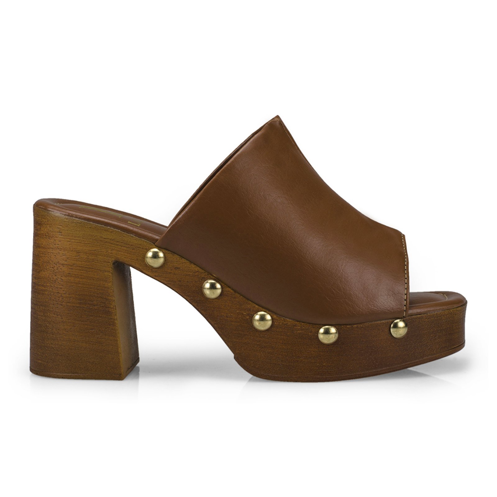 Vista 3 Tamanco Feminino Sandália Salto Alto Grosso Bloco Madeira 7011 LÓRIS SHOES caramelo LÓRIS SHOES caramelo