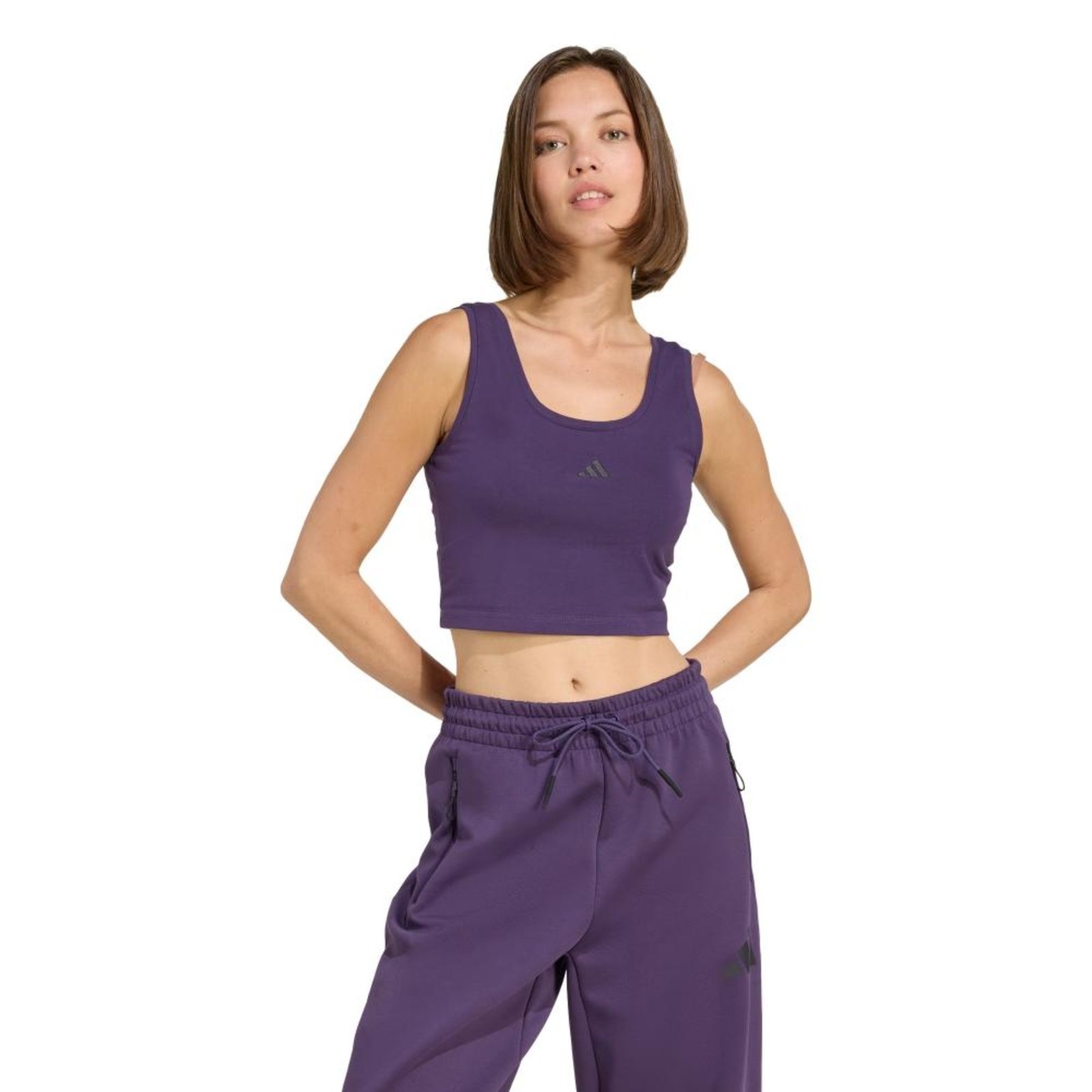 Regata de Algodão com Logo Pequeno Essentials Lifestyle adidas Sportswear Roxo