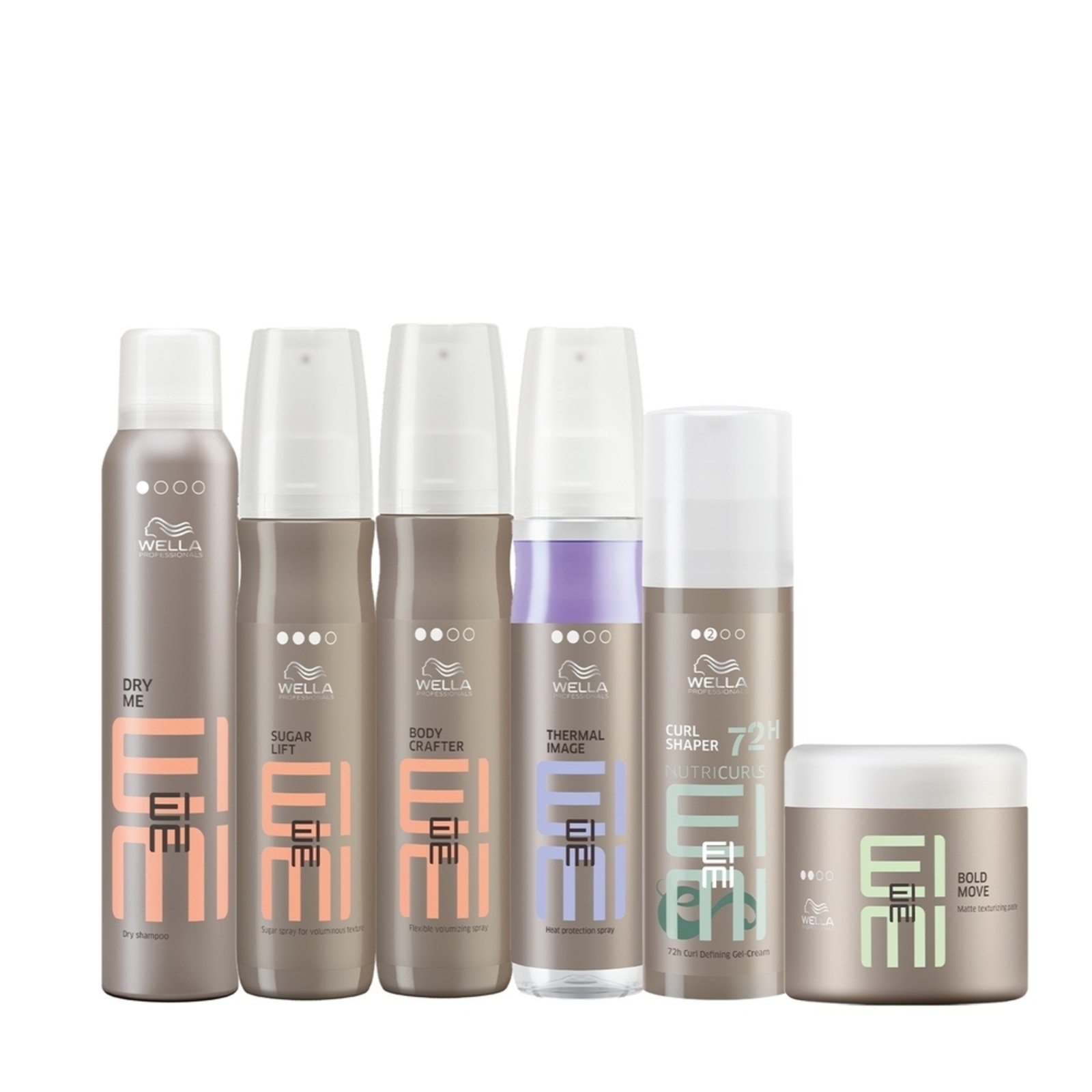 Vista 2 Kit Wella Professionals EIMI Spray Textura Volume Curl Pasta Thermal (6 produtos) multicolorido WELLA PROFESSIONALS multicolorido