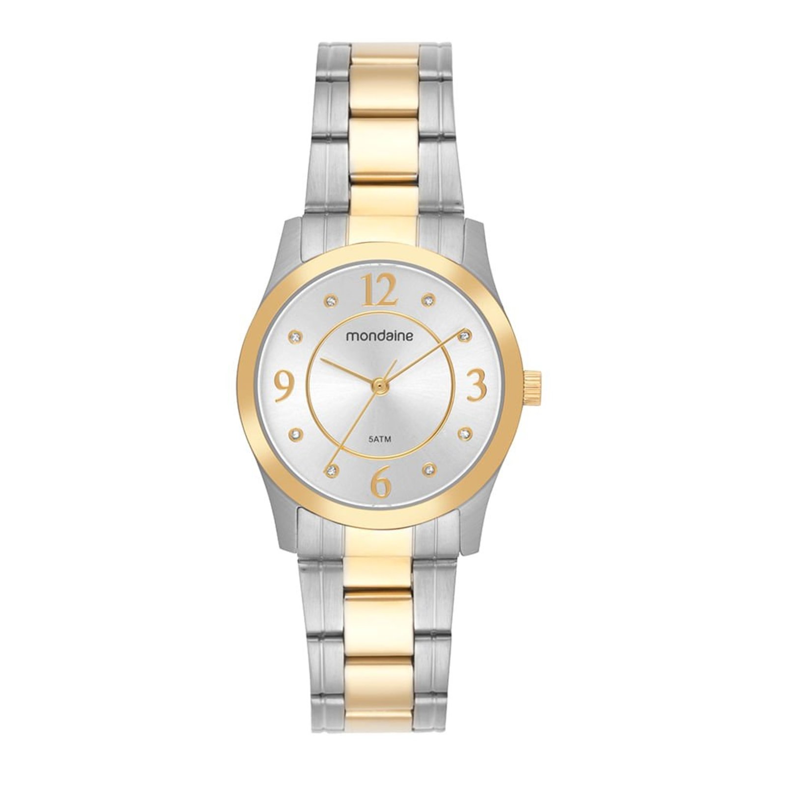 Relogio Feminino Mondaine Bicolor Cristais Analógico Mondaine