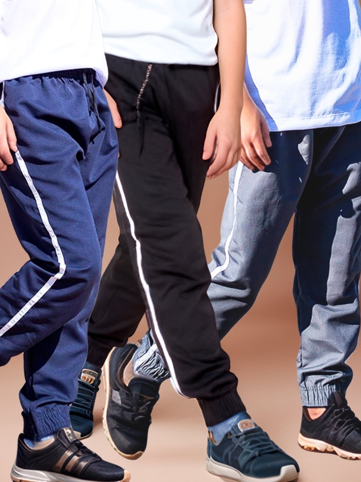 Infantil – KIT 3 Calça Jogger Escolar Tactel Elástico na Barra
