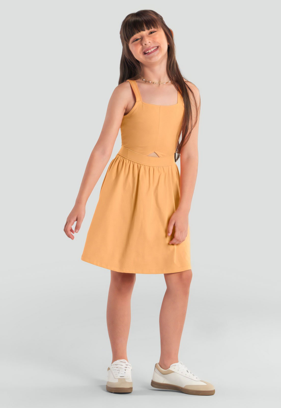 Infantil – Vestido Brandili Cut Out Laranja