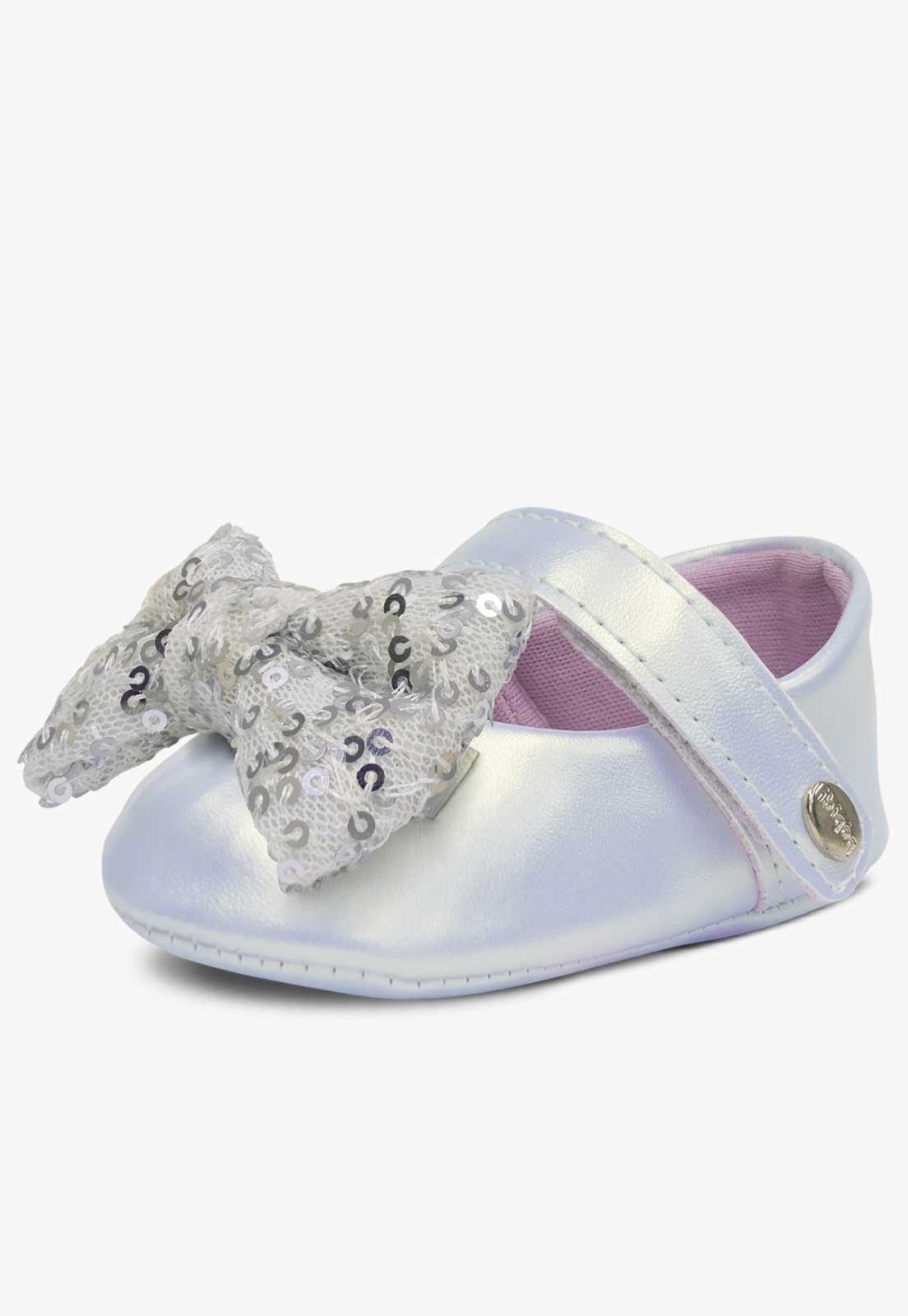 Infantil – Sapatilha Pópidi Menina Laço Tule Prata