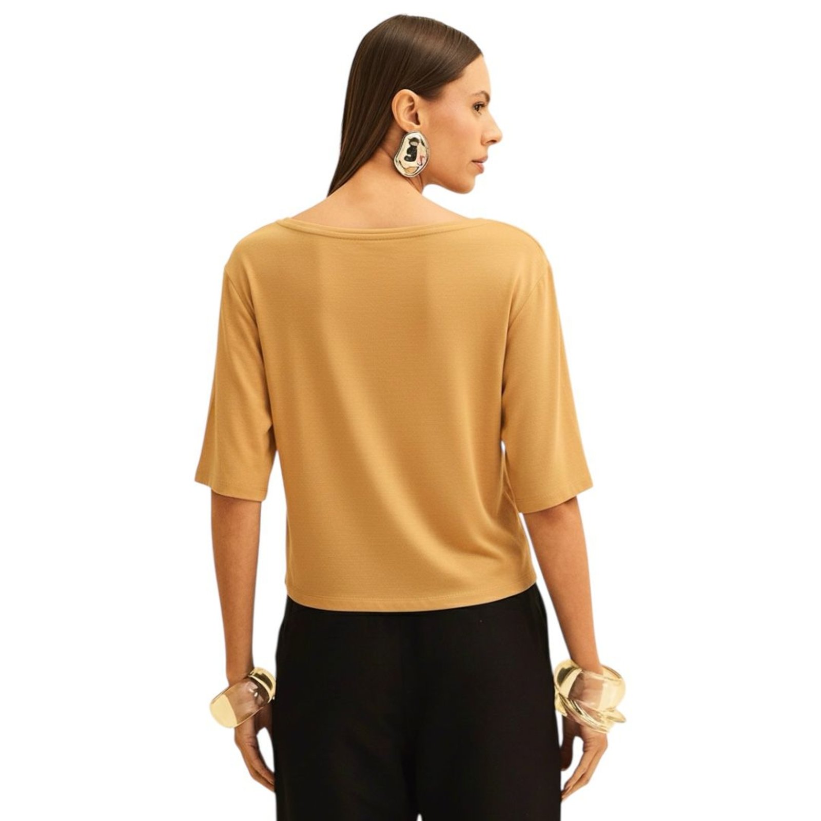 Vista 3 Blusa Basic Solta Em Linho Forum Ebbela marrom Forum marrom