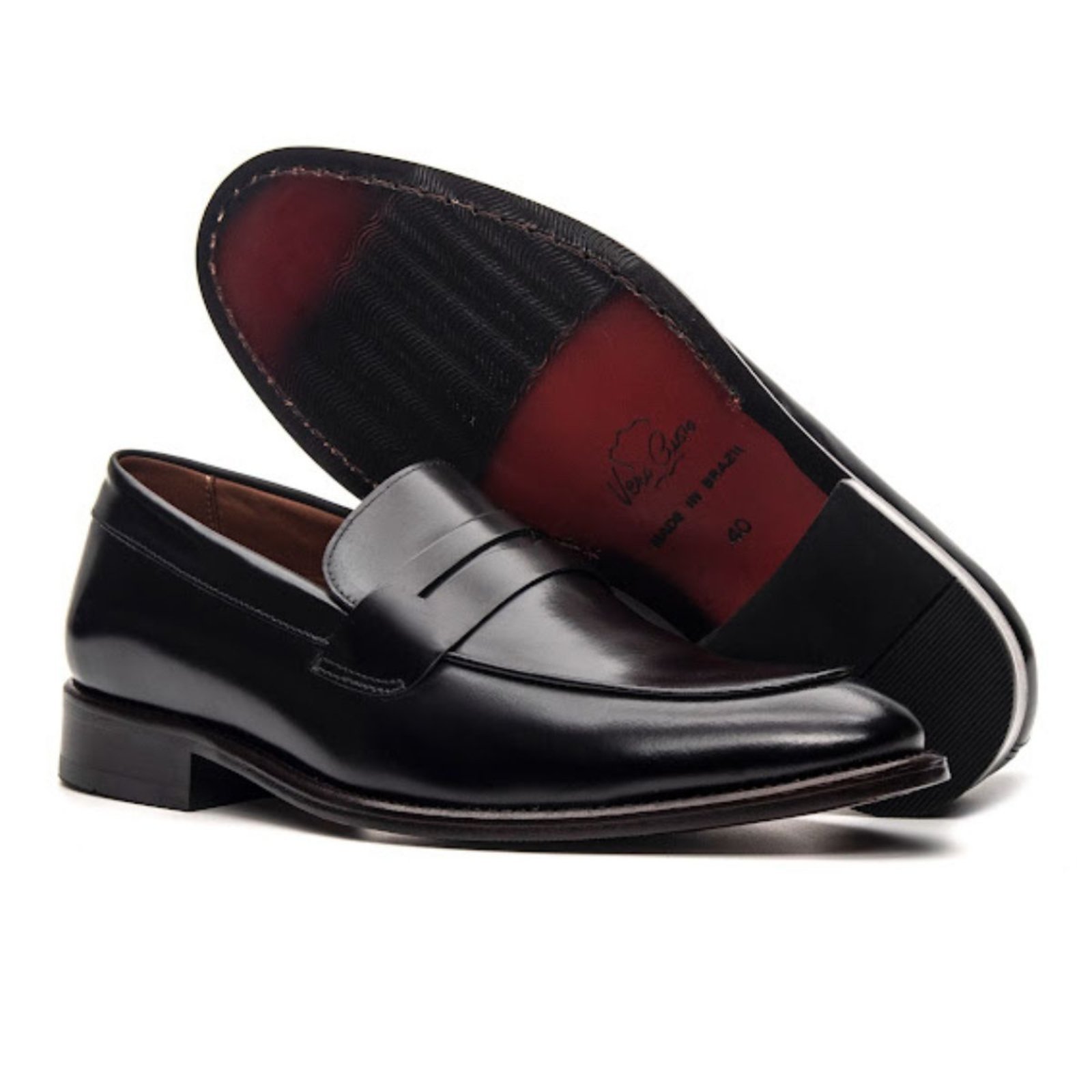 Sapato Masculino Social Veritimo Brogue Sola De Couro Mocassim Elegante Conforto Preto