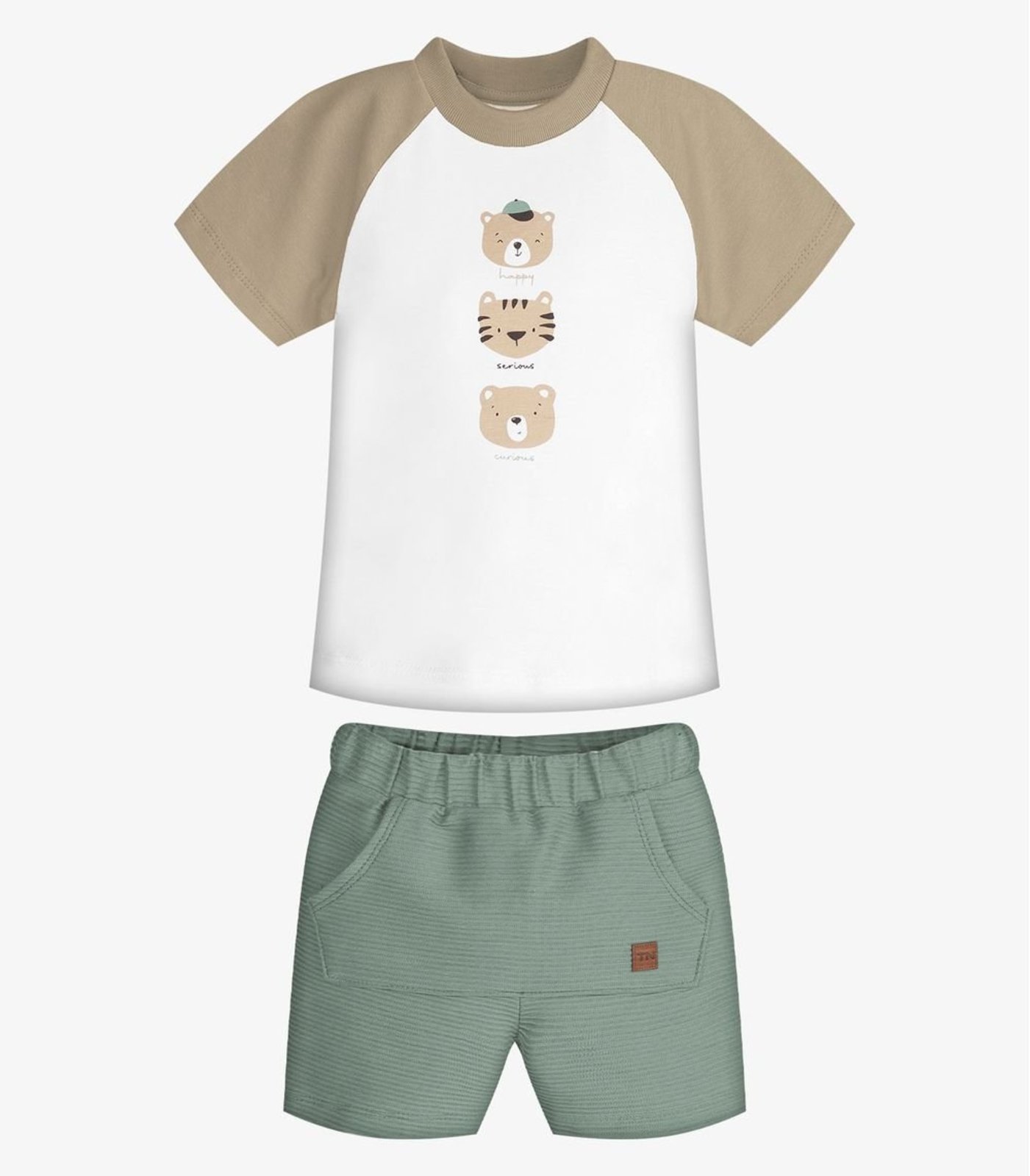 Infantil - Conjunto Camiseta Com Bermuda Trick Nick Bege