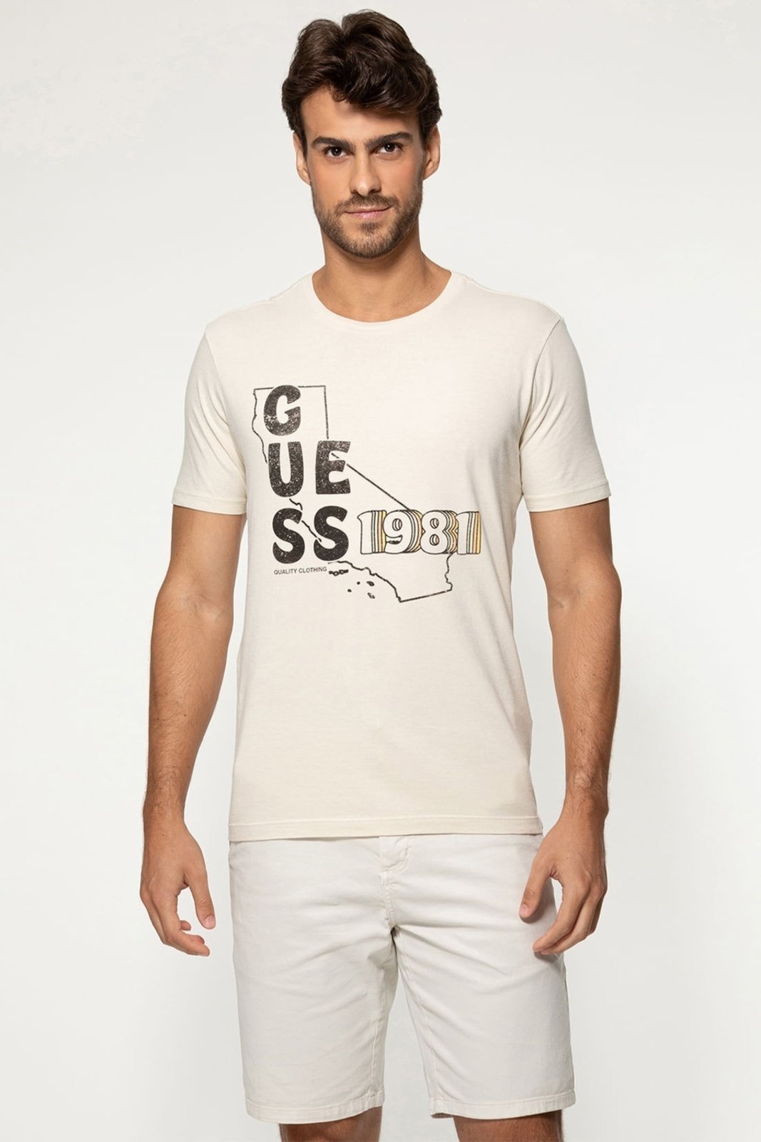 Camiseta Guess Mapa Califórnia 1981 Bege