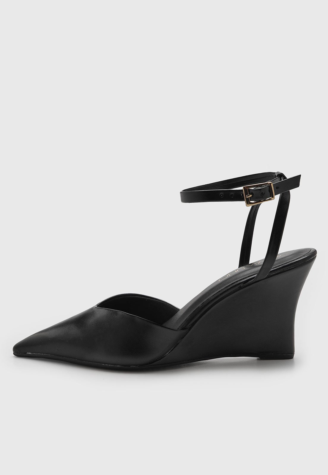 Scarpin Feminino VIA UNO Salto Alto Tira Ajustável Preto