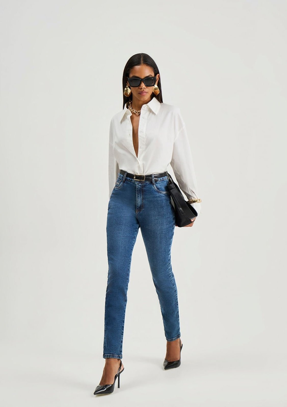Camisa Iódice Oversized Polo Manga Longa Padrão Off-white