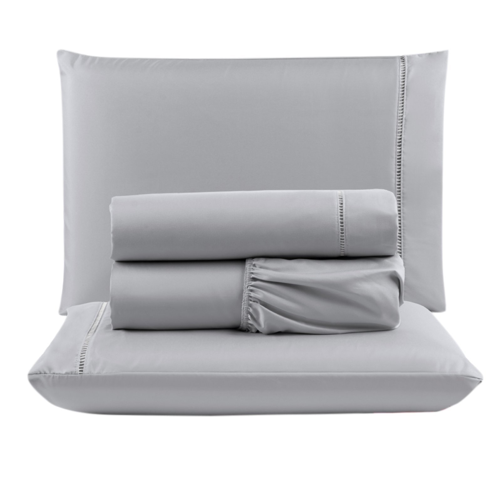 Jogo Cama Lençol Casa Scarpa Unique Casal Padrão Micro Percal 400 Fios Ponto Palito 4 Peças - Cinza