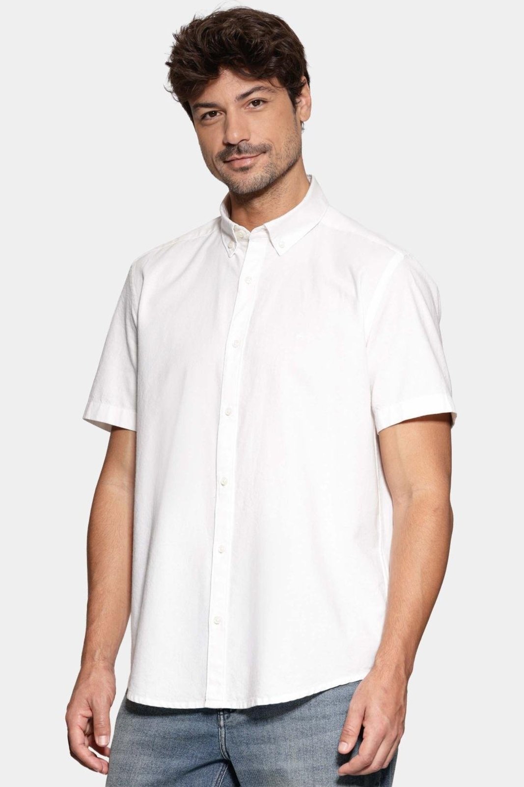 Camisa Aramis Manga Curta Slim Oxford Planalto Branco