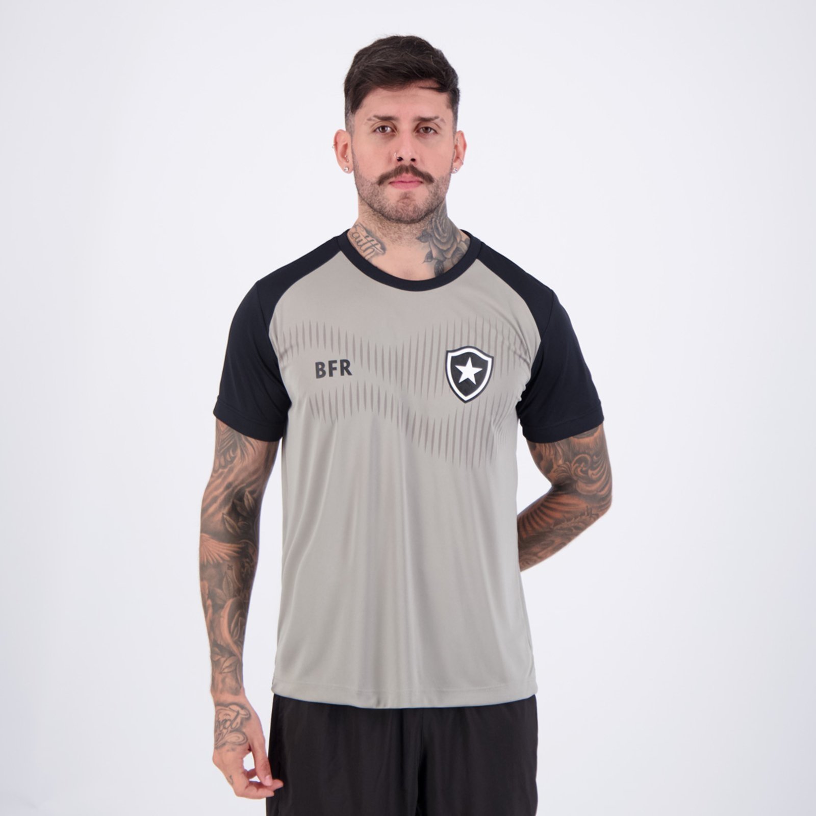 Vista 2 Camisa Botafogo Ondulação braziline cinza braziline cinza
