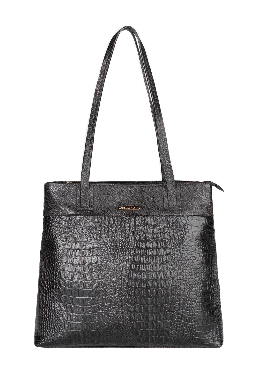 Bolsa de couro croco Abigail - Preto
