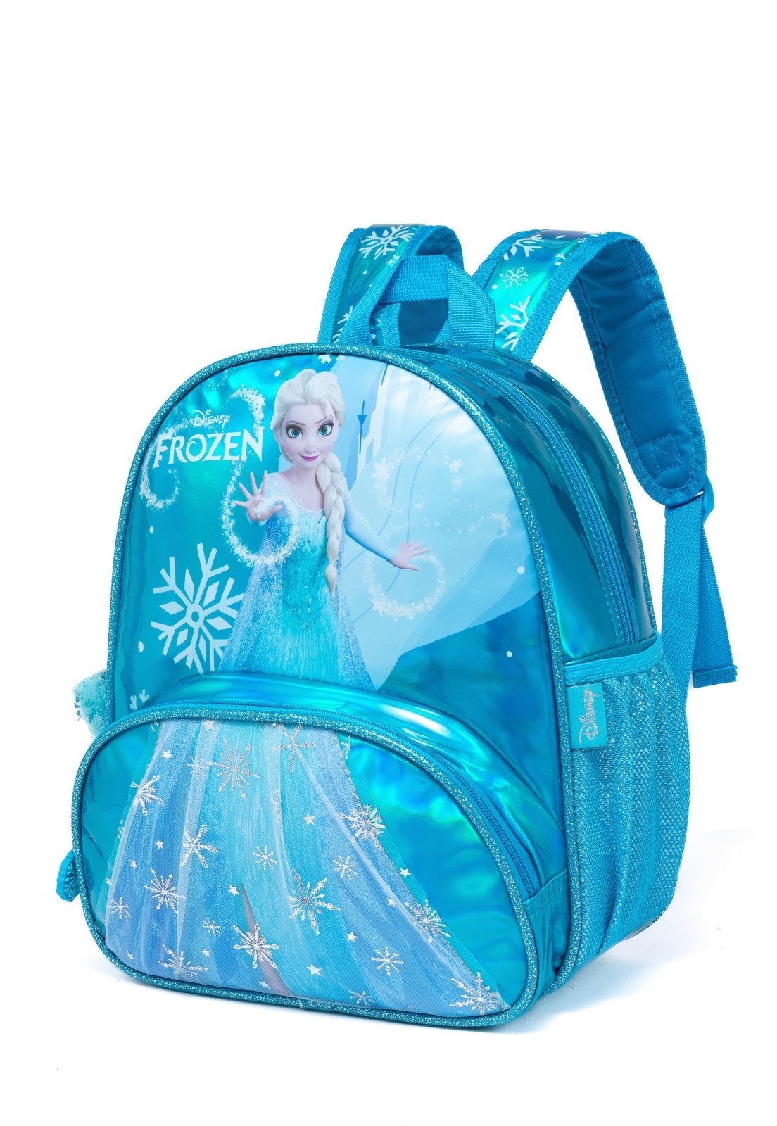 Vista 3 Infantil - Kit Mochila Lancheira Escola Disney Espaçosa Frozen Disney azul
