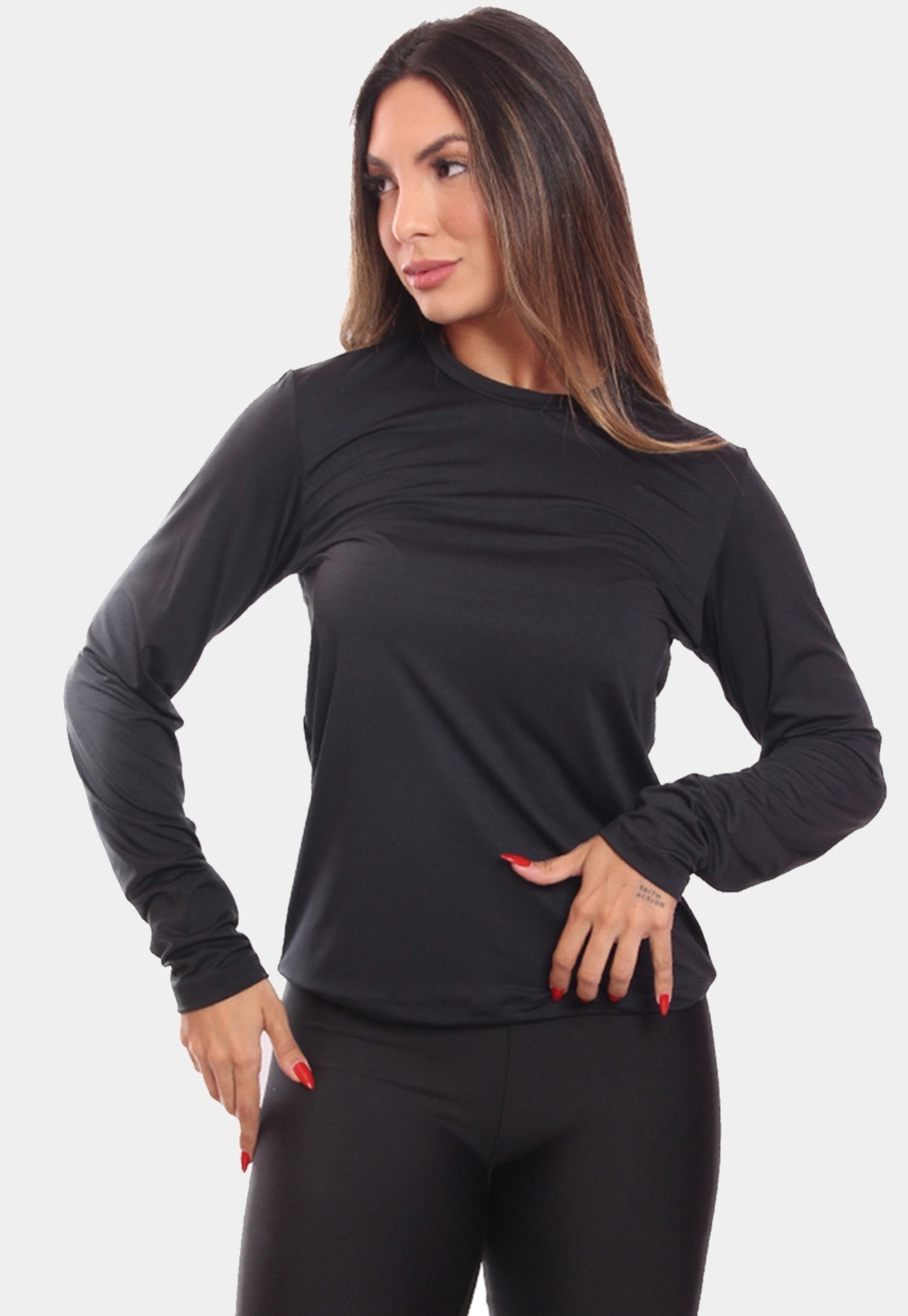 Vista 3 Kit 4 Camisetas Manga Longa Feminina Dry Básica Lisa Proteção Solar UV Térmica Blusa Academia Esporte Camisa Colorido ADRIBEN multicolorido ADRIBEN multicolorido