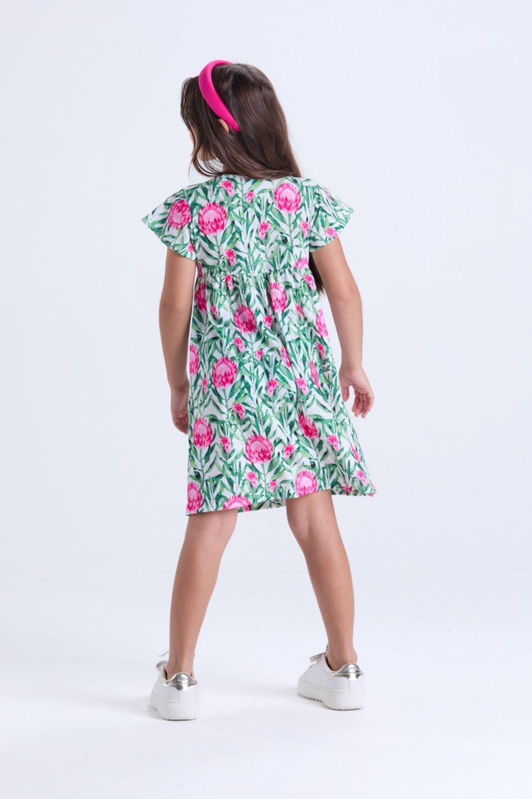 Vista 3 Infantil - Vestido Menina Floral Babado Poliplex VIDA COSTEIRA branco VIDA COSTEIRA branco