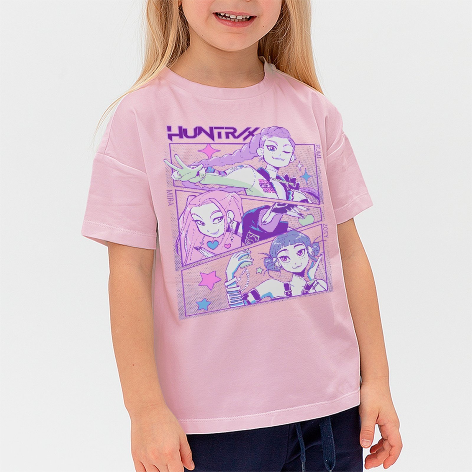 Infantil - Camiseta Unissex Coleção Anime Kpop Hunters Girls Rosa