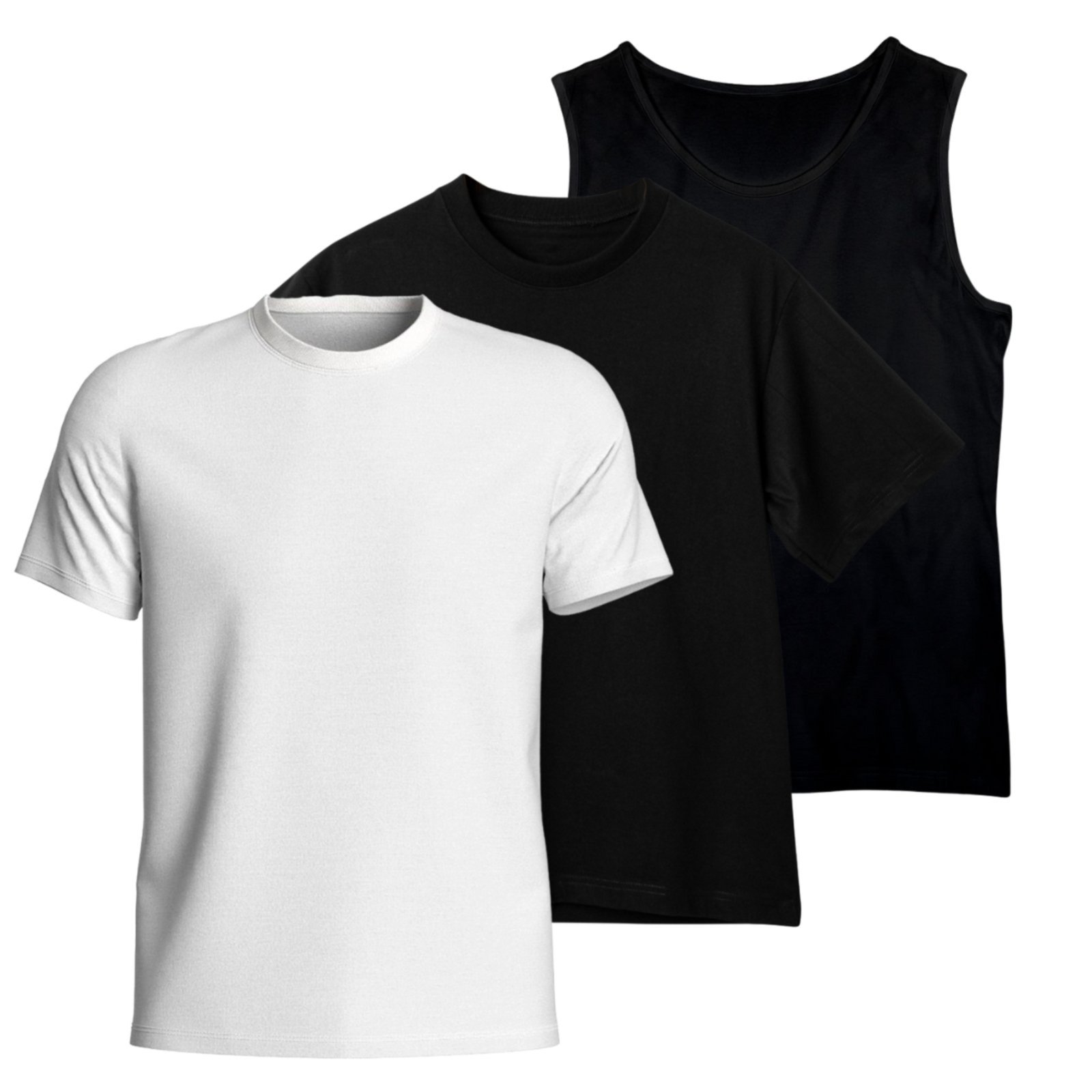 Kit Camiseta Basica + Camiseta Regata + Camiseta Oversized de Algodão Masculina Estilo Casual