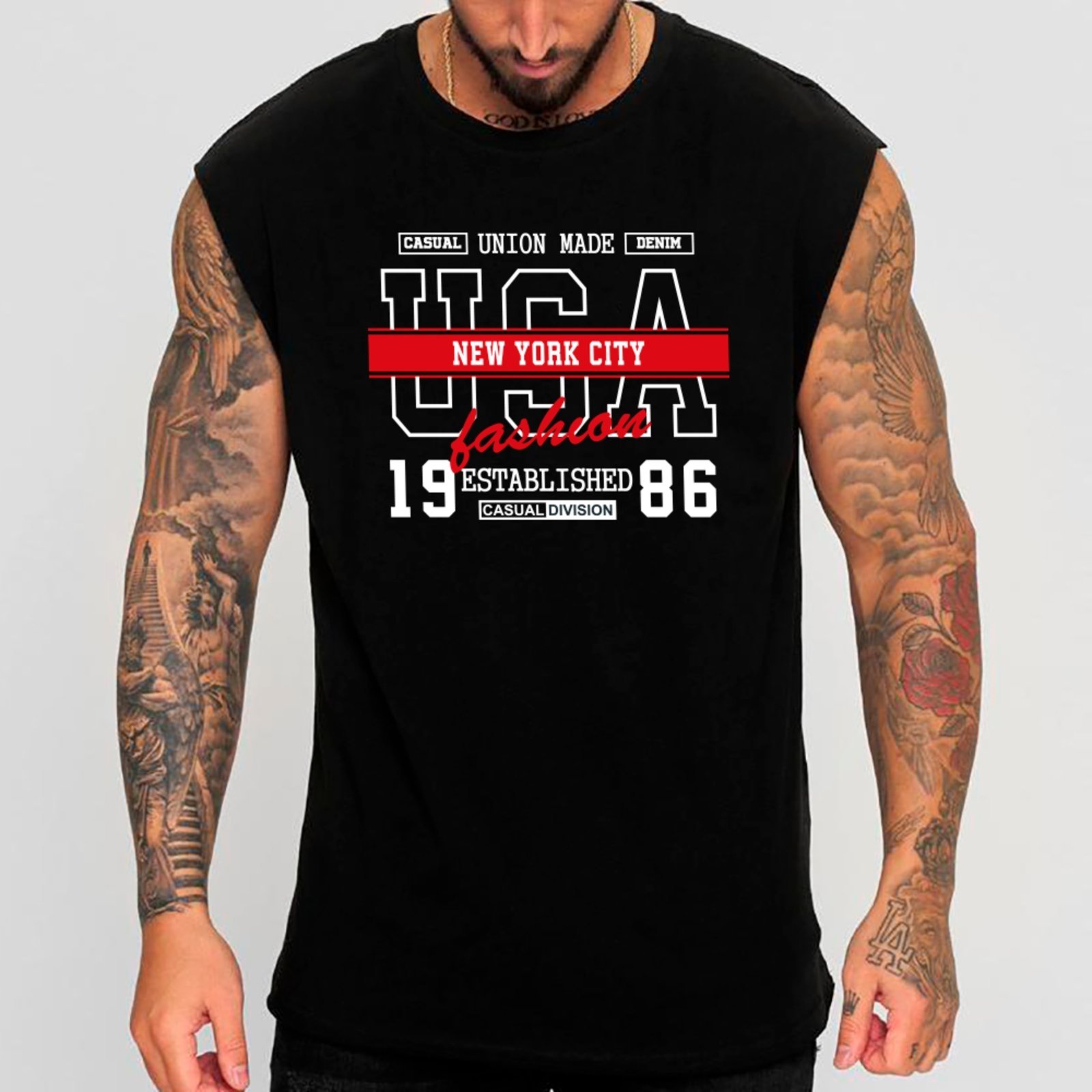 Camiseta Regata Machão Ousy USA New York City 1986 Oversized Masculina Preto
