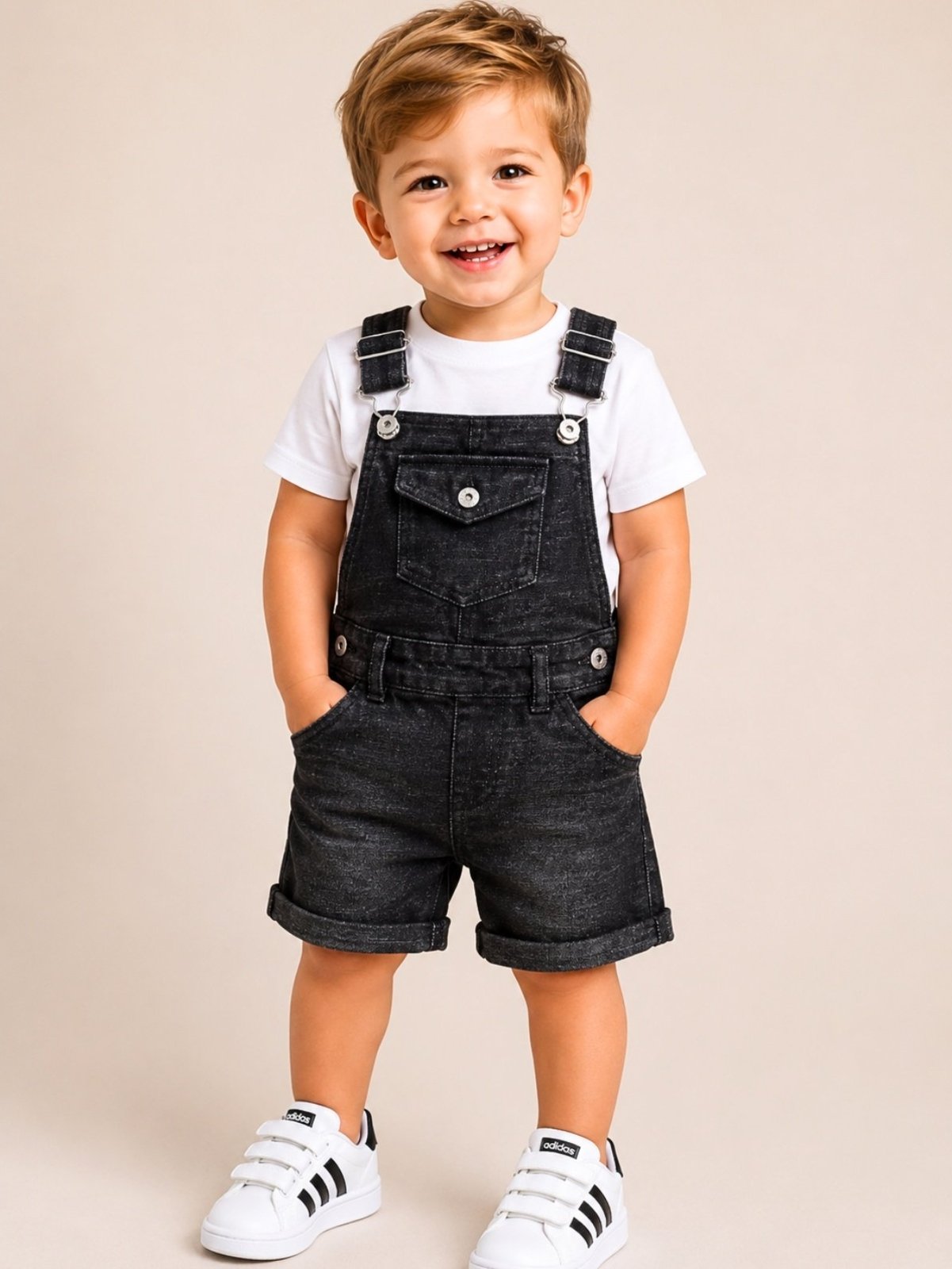 Infantil – Jardineira Sarja Preta Menino