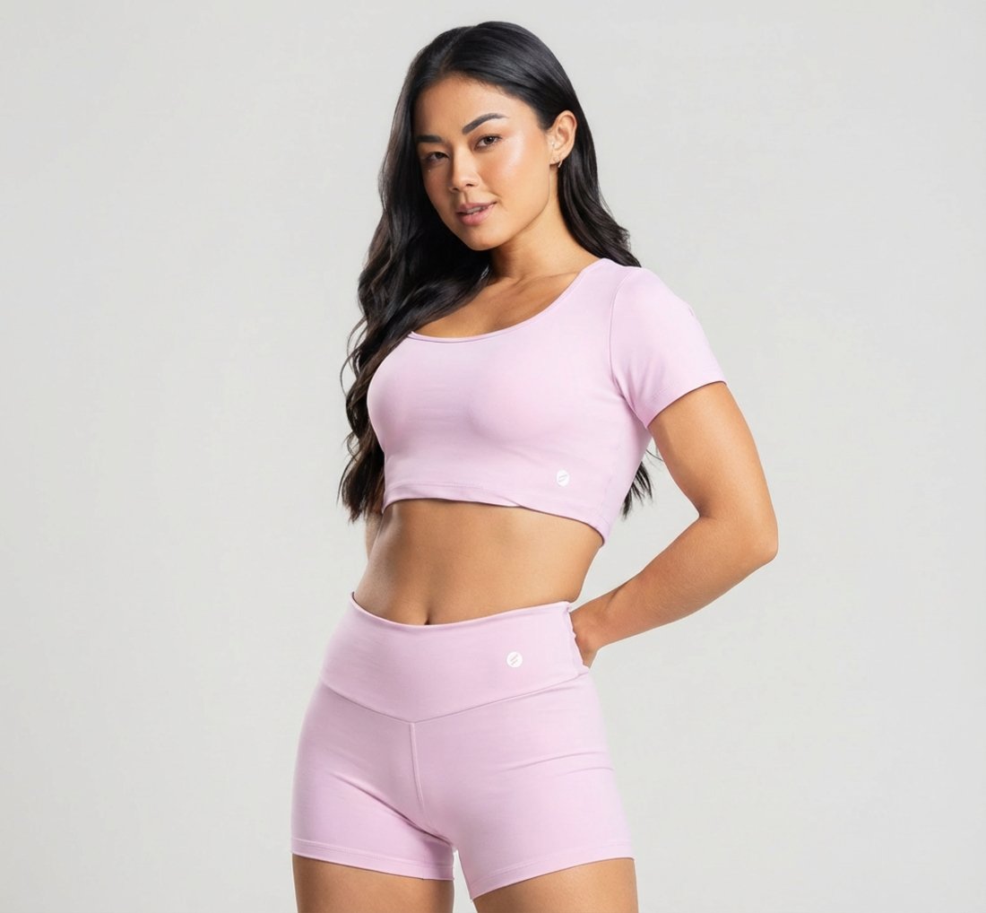 Conjunto Fit One Wave Short e Top Poliamida Rosa
