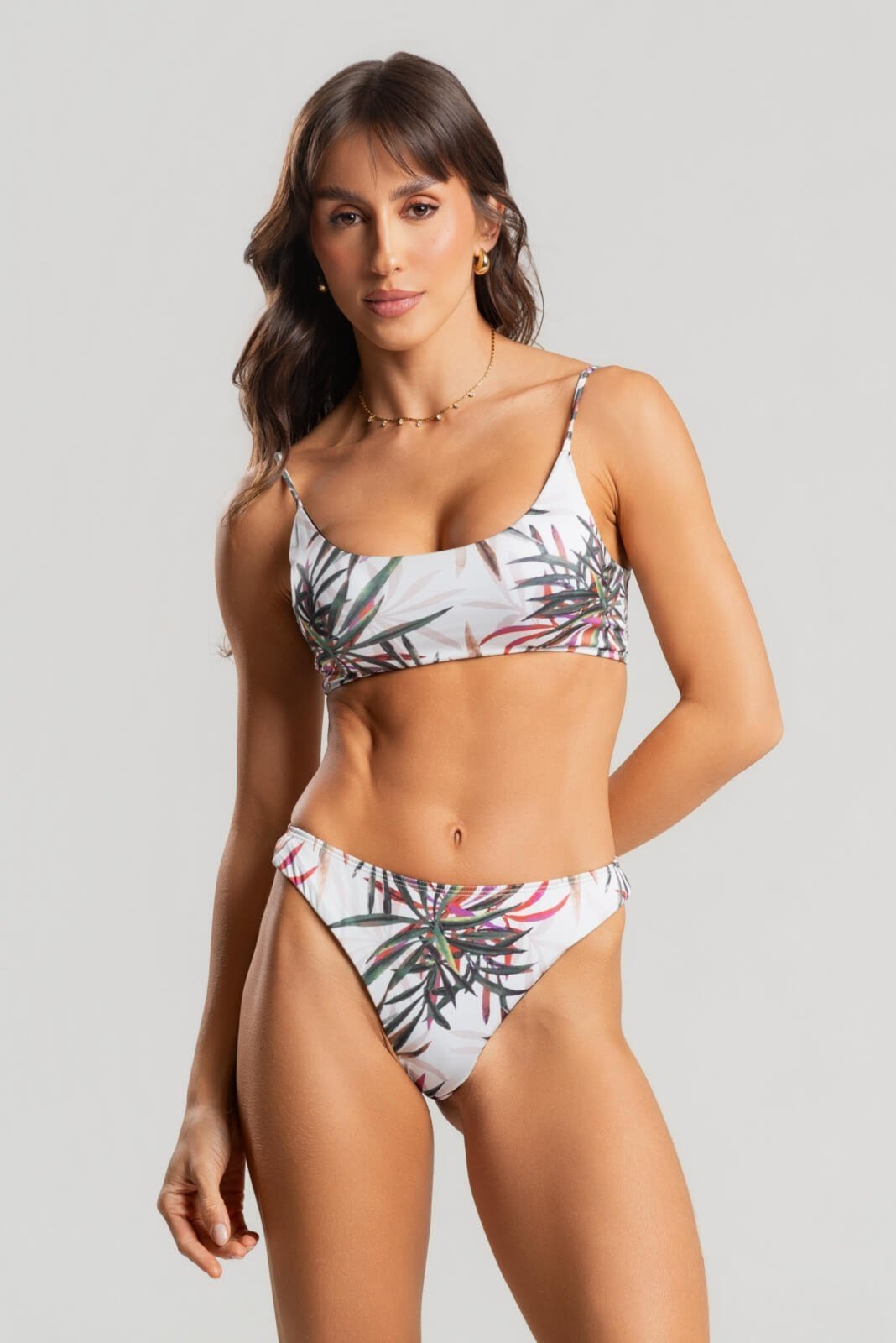 Vista 2 Biquini Faixa Calcinha Fio Duplo Proteção Uv 50+ Vicbela branco/estampado Vicbela branco/estampado