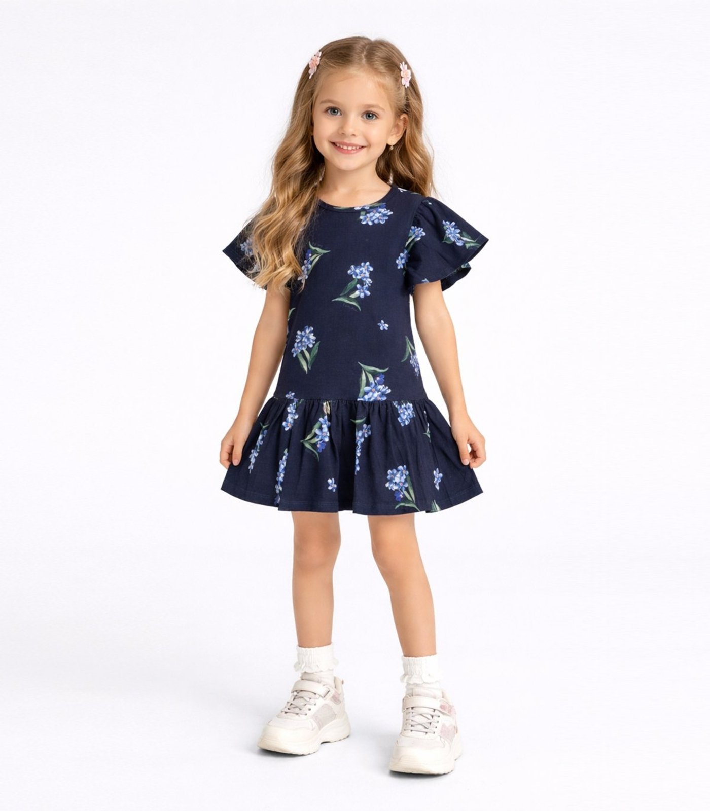 Infantil - Vestido em Cotton Leve Trick Nick Azul