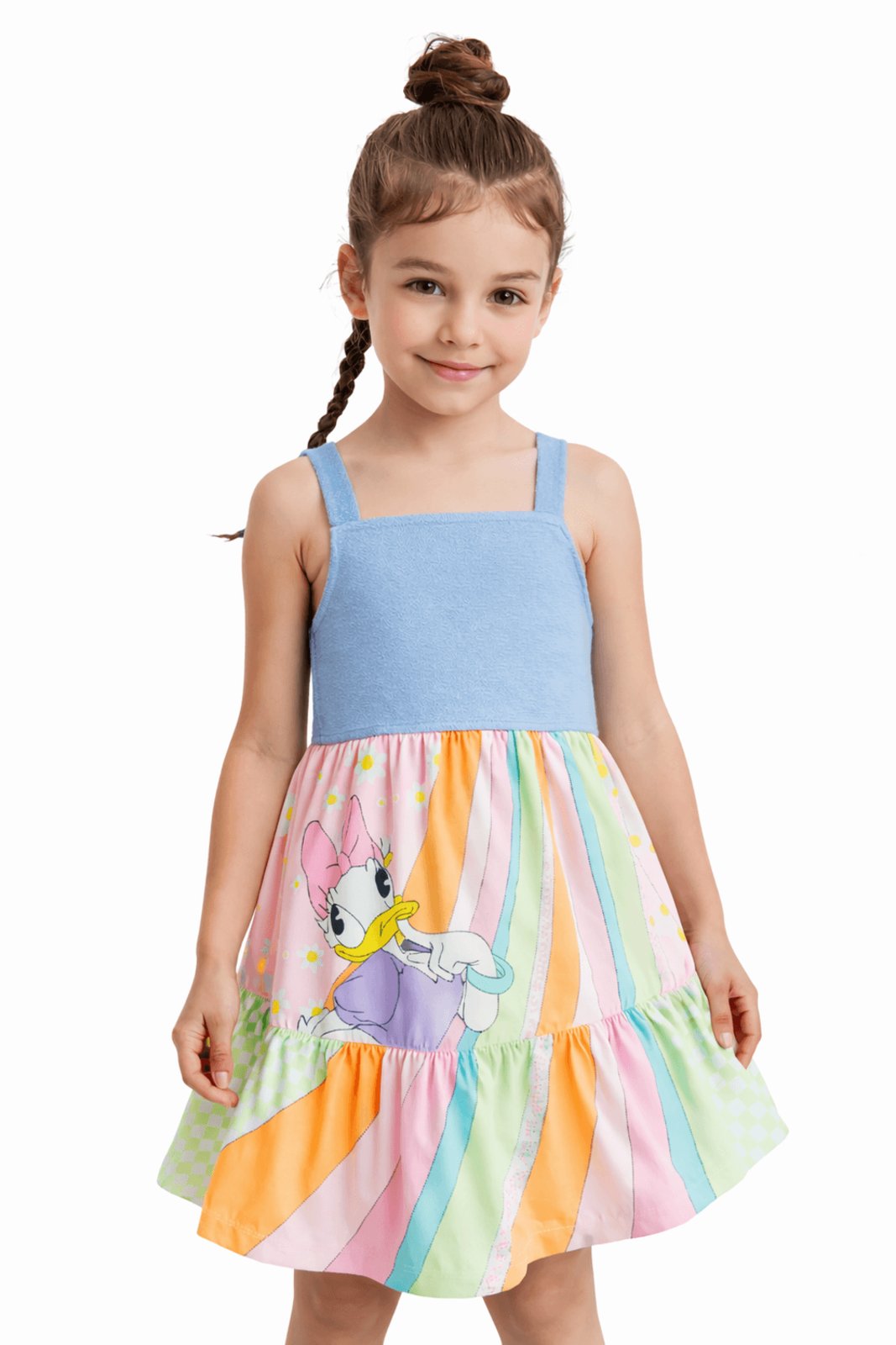 Infantil - Vestido Estampa Disney Daisy Duck Azul