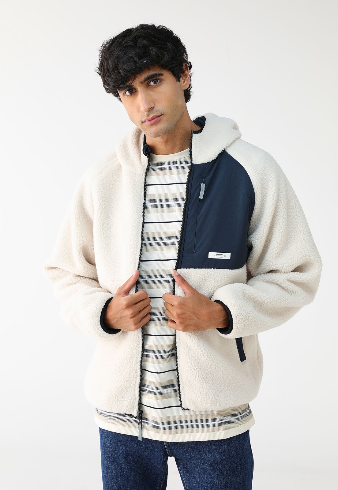 Jaqueta Dupla Face Element Com Capuz Wolfe Sherpa Off-White