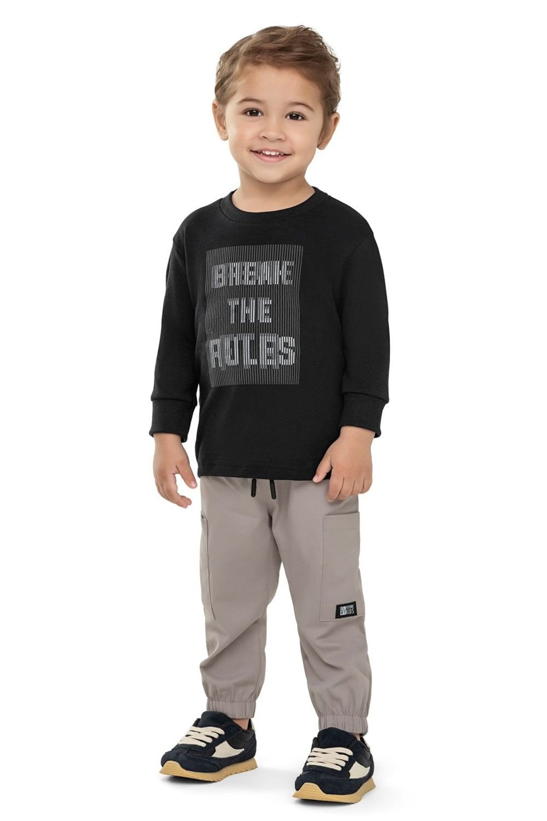 Infantil - Conjunto Menino Suedine Relevo Colorittá Preto