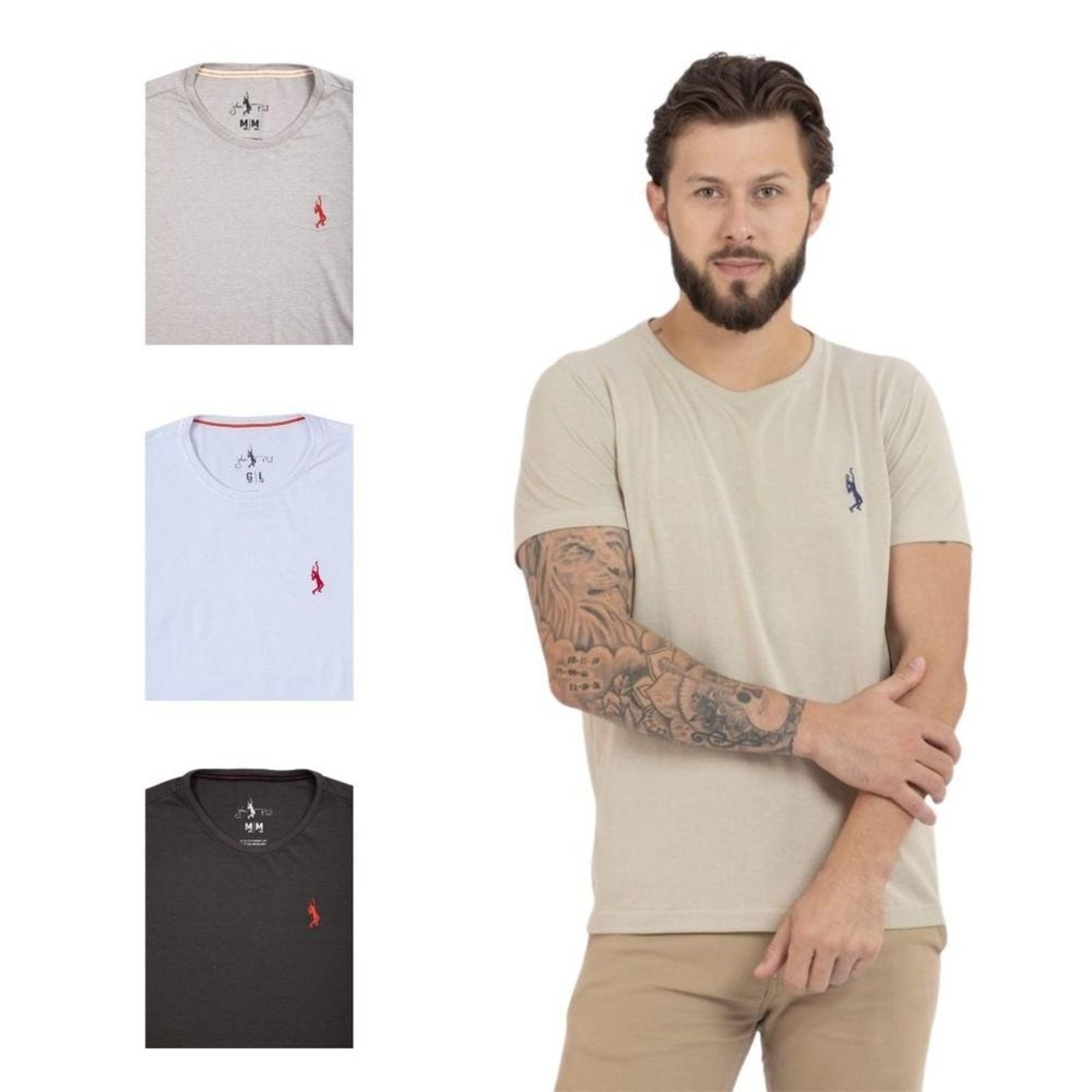 Kit 4 Camiseta Básica Casual Masculina Confortável em Malha Leve