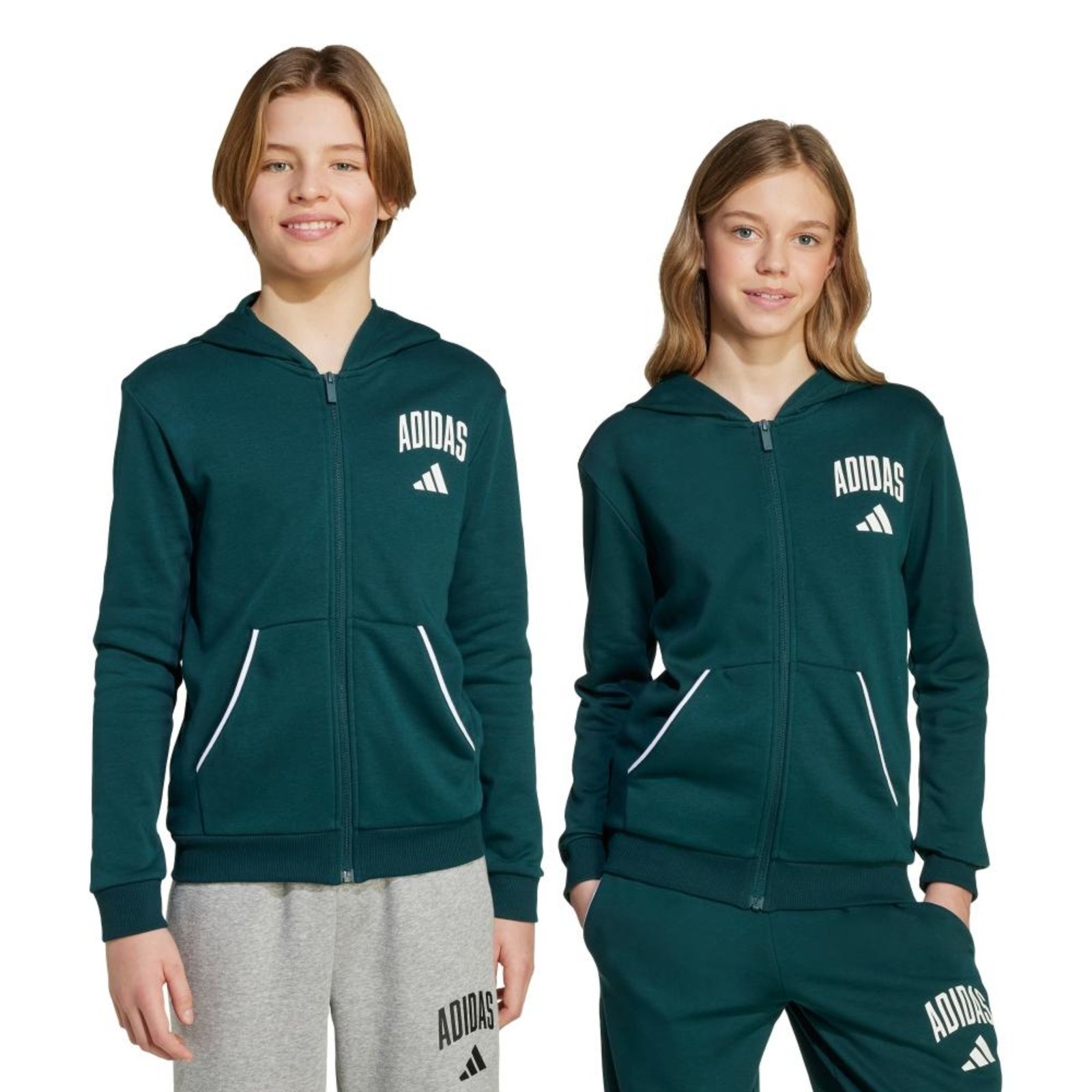 Infantil – Moletom com zíper completo Seasonals Essentials Collegiate Typography para s adidas Sportswear Verde