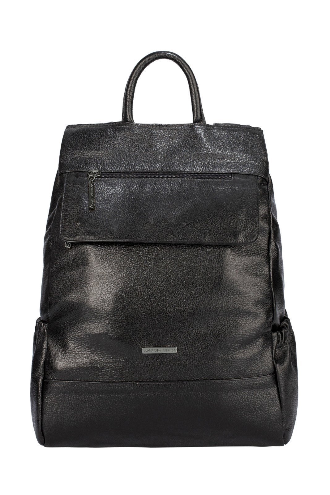 Mochila antifurto de couro liso grafite Suelen – Preto