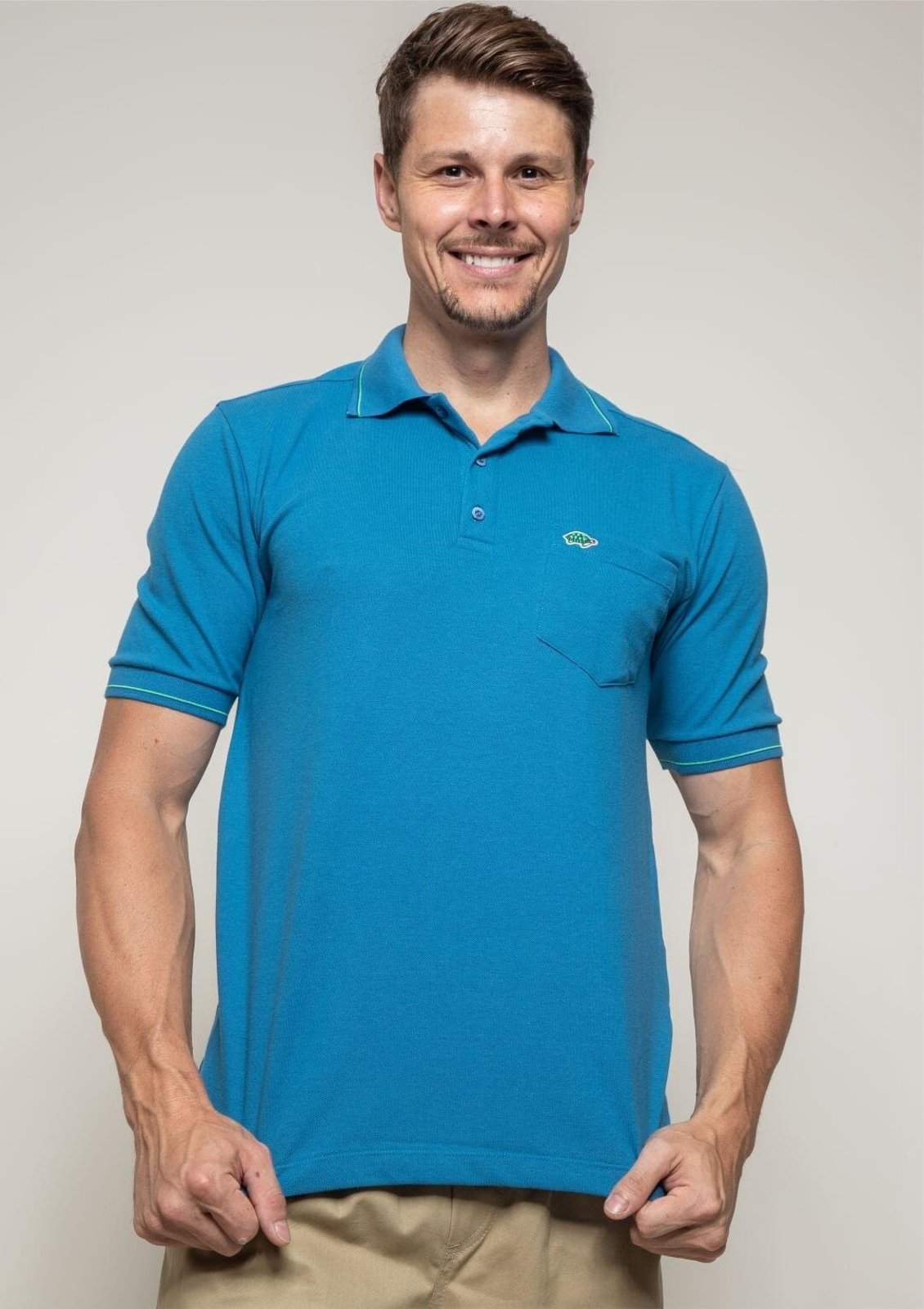 Camisa Masculina Polo Piquet | Pau a Pique Azul