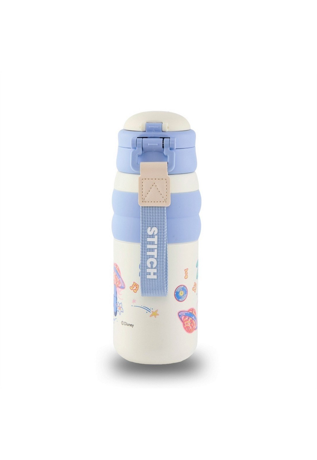 Infantil - Garrafa Stitch Azul Reforçada Segura Escolar Passeio Disney