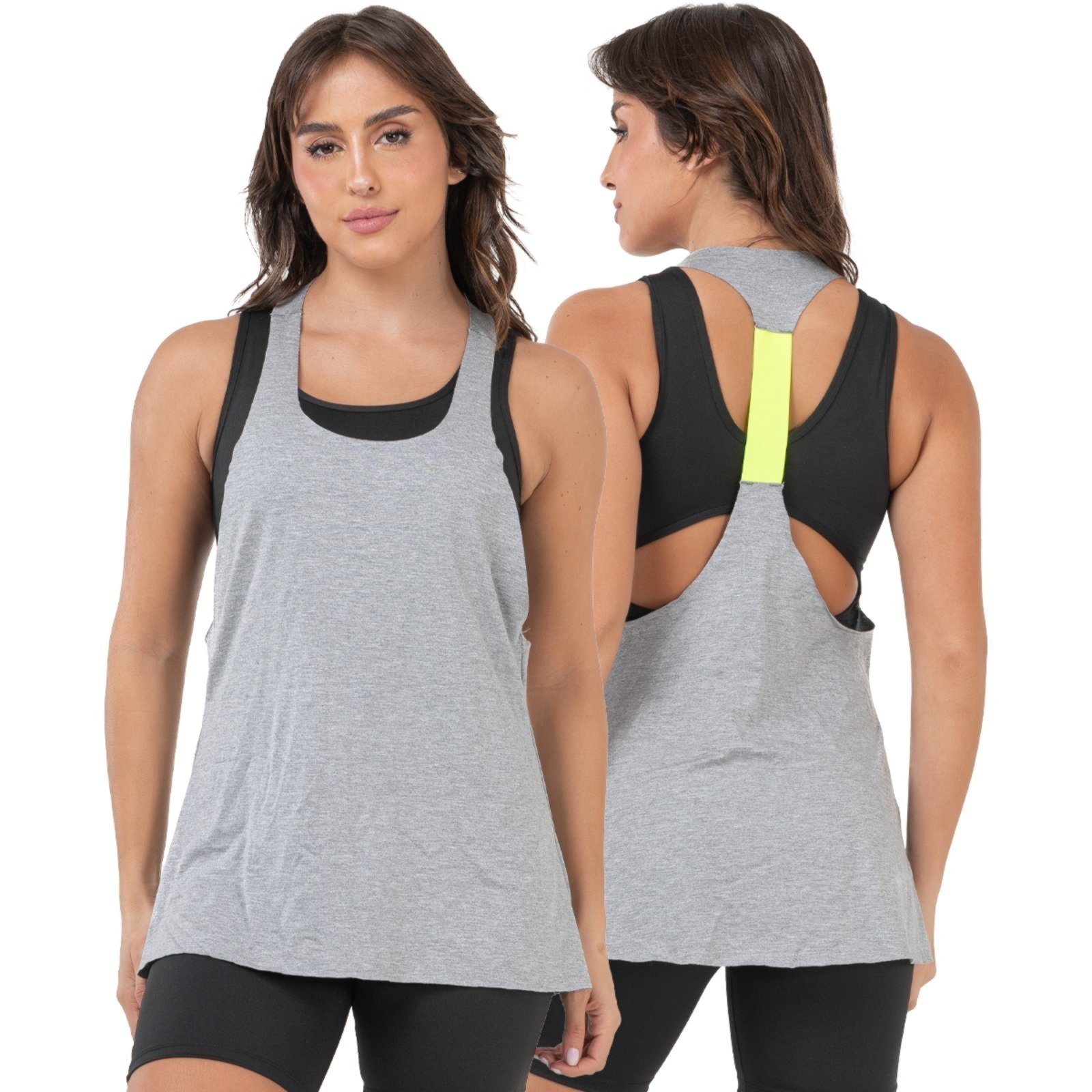 Regata Bravaa Store Fitness Blusa Elástico Academia Cavada Treino 244 Cinza