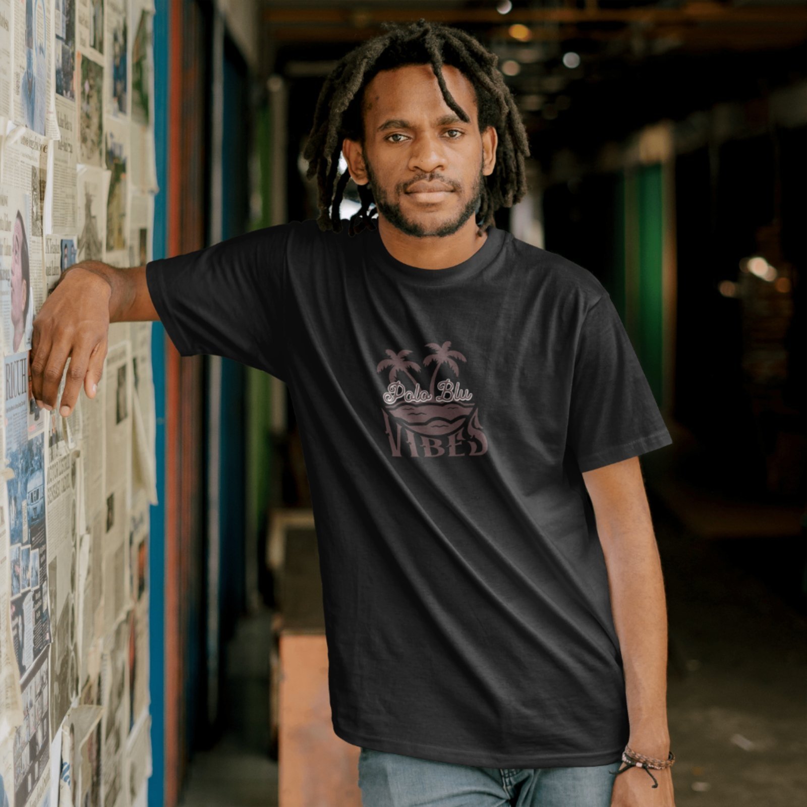 Camiseta Masculina Moderna em Algodão Polo Blu Vibes Preta do P ao G1